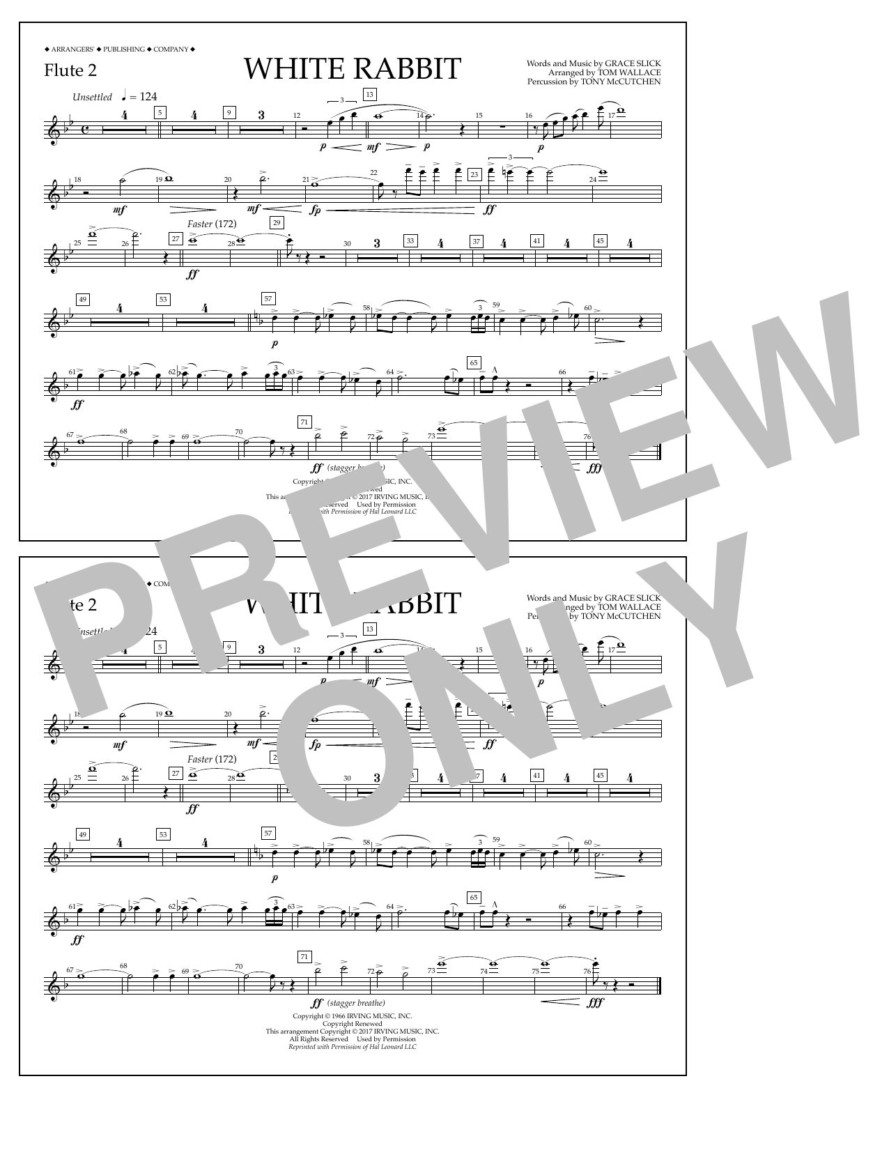 Tom Wallace White Rabbit - Flute 2 Sheet Music Notes & Chords for Marching Band - Download or Print PDF