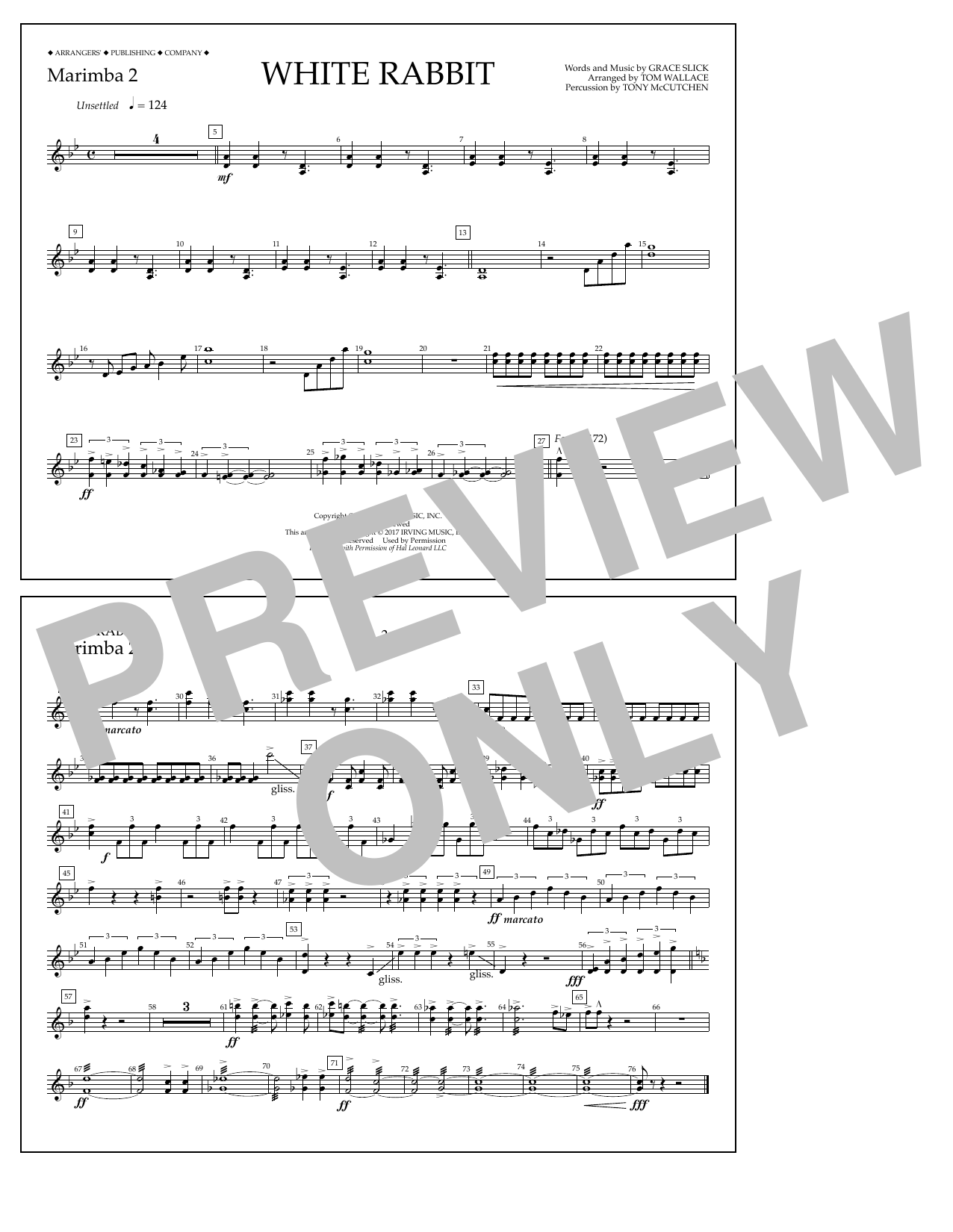 Tom Wallace White Rabbit - Marimba 2 Sheet Music Notes & Chords for Marching Band - Download or Print PDF