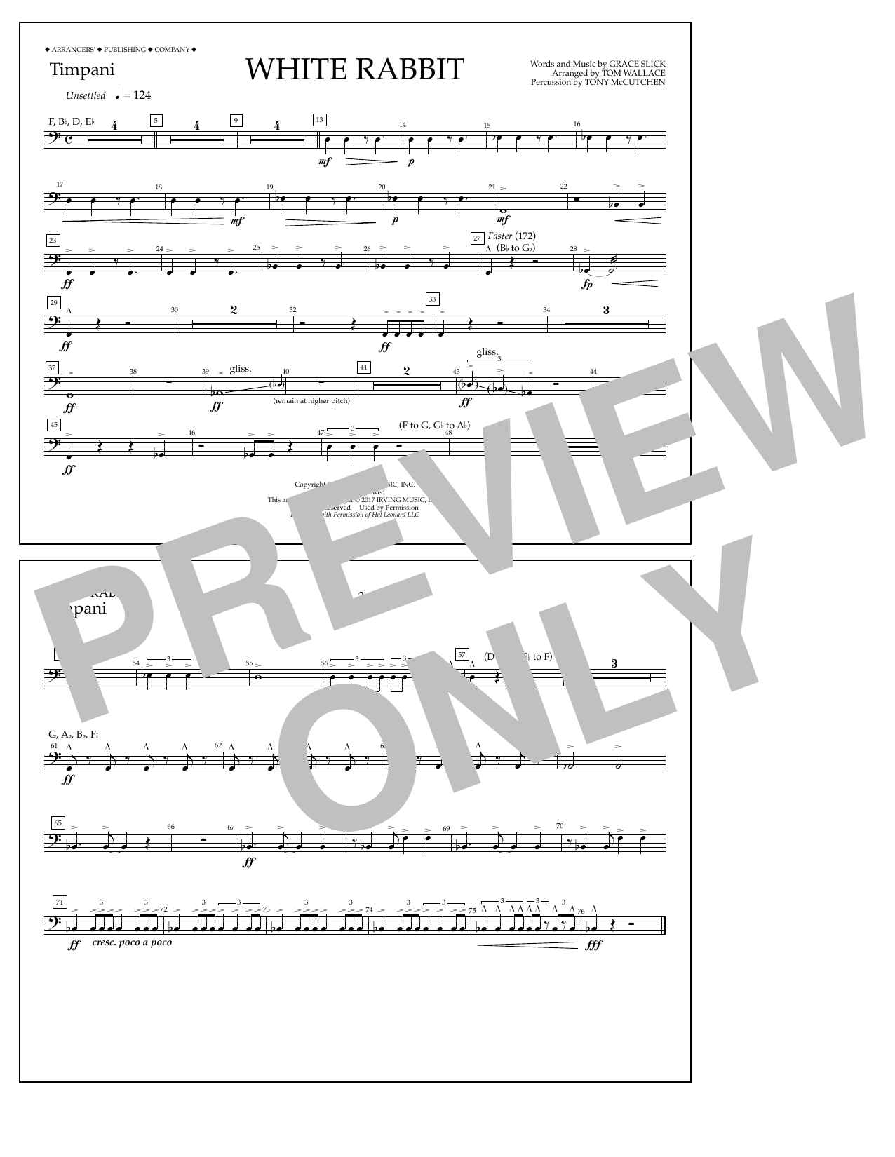 Tom Wallace White Rabbit - Timpani Sheet Music Notes & Chords for Marching Band - Download or Print PDF