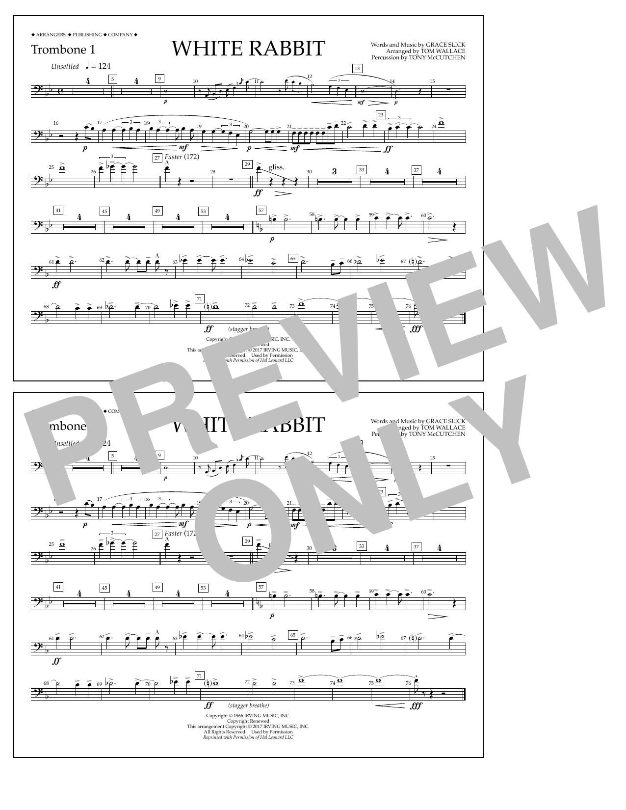 Tom Wallace White Rabbit - Trombone 1 Sheet Music Notes & Chords for Marching Band - Download or Print PDF