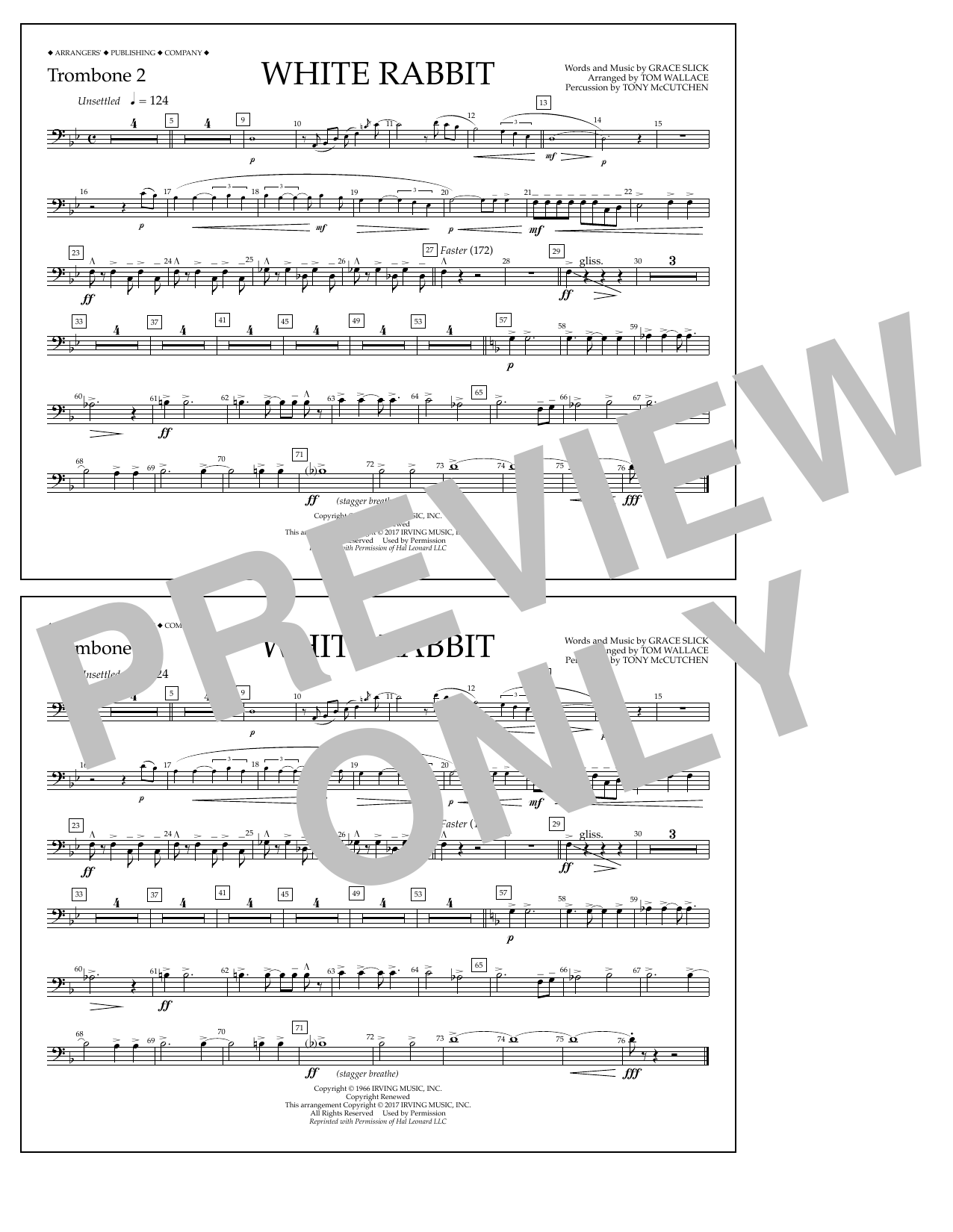 Tom Wallace White Rabbit - Trombone 2 Sheet Music Notes & Chords for Marching Band - Download or Print PDF