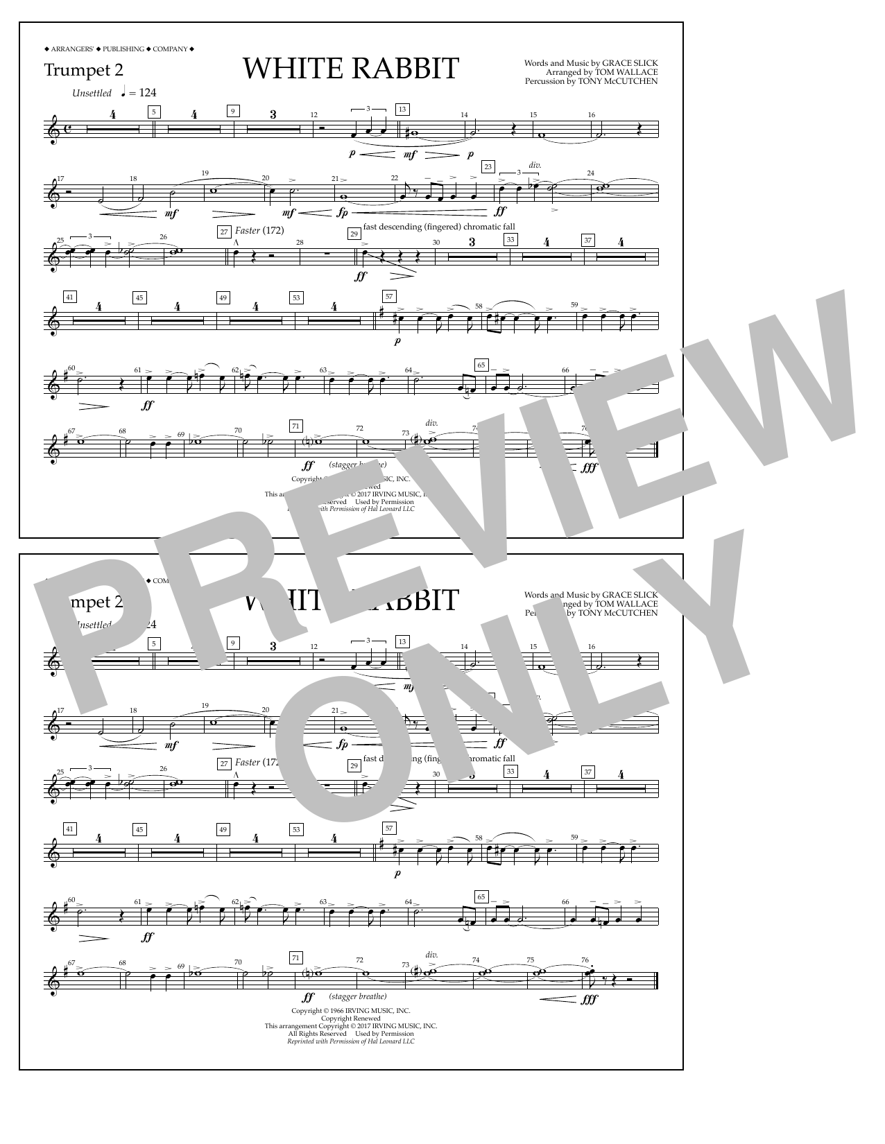 Tom Wallace White Rabbit - Trumpet 2 Sheet Music Notes & Chords for Marching Band - Download or Print PDF