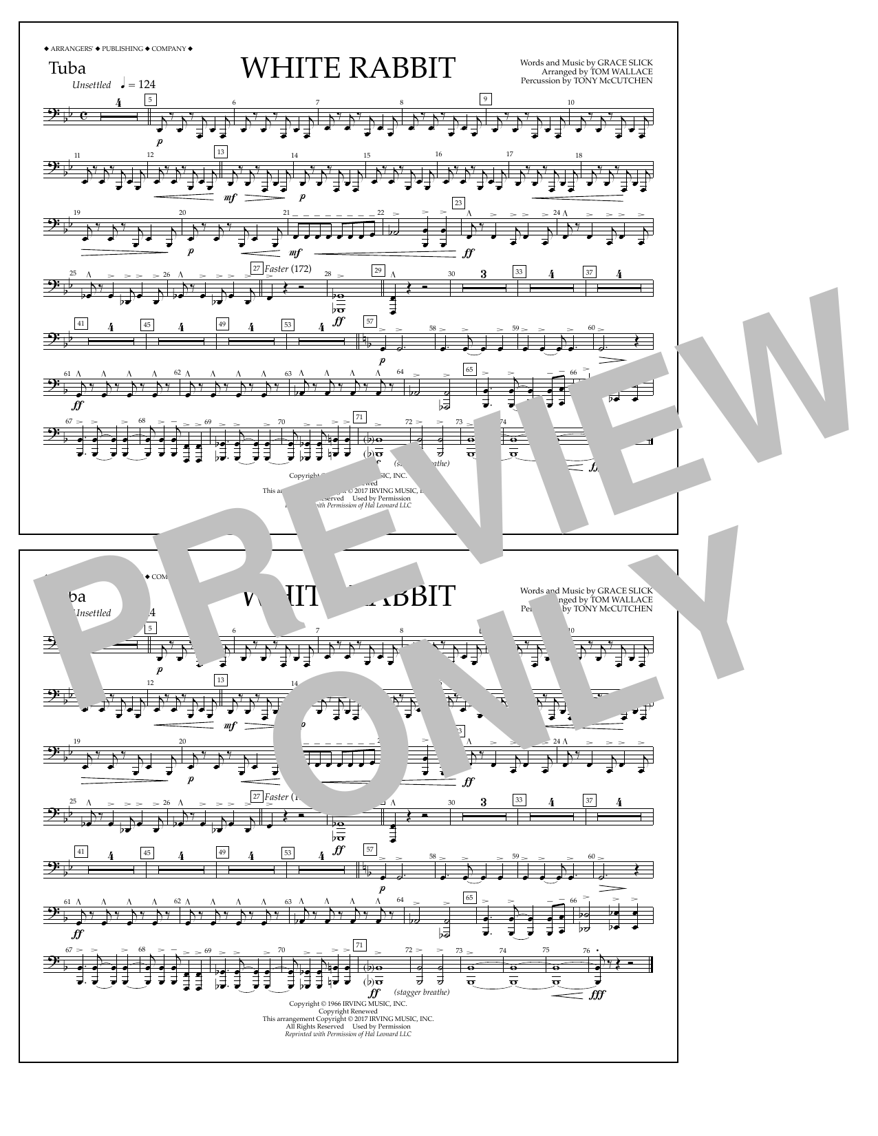 Tom Wallace White Rabbit - Tuba Sheet Music Notes & Chords for Marching Band - Download or Print PDF