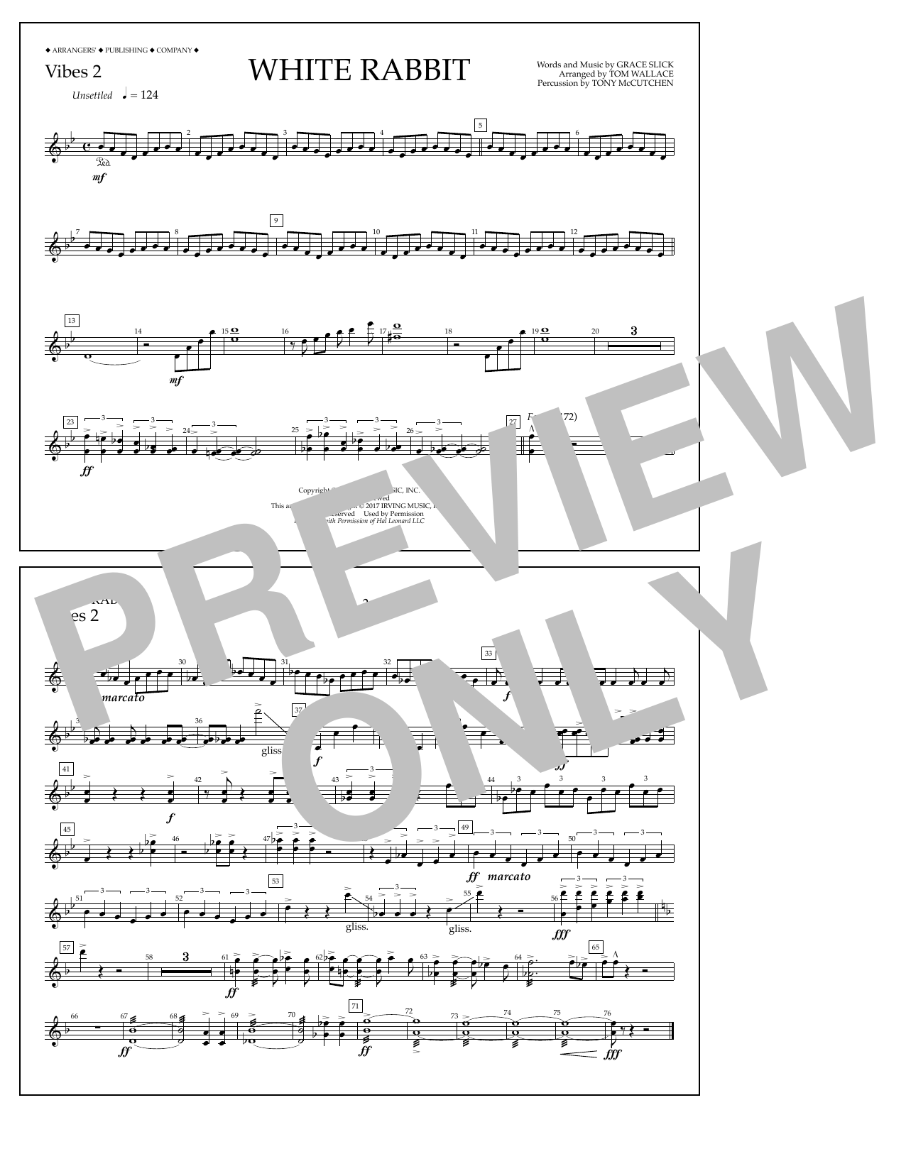 Tom Wallace White Rabbit - Vibes 2 Sheet Music Notes & Chords for Marching Band - Download or Print PDF