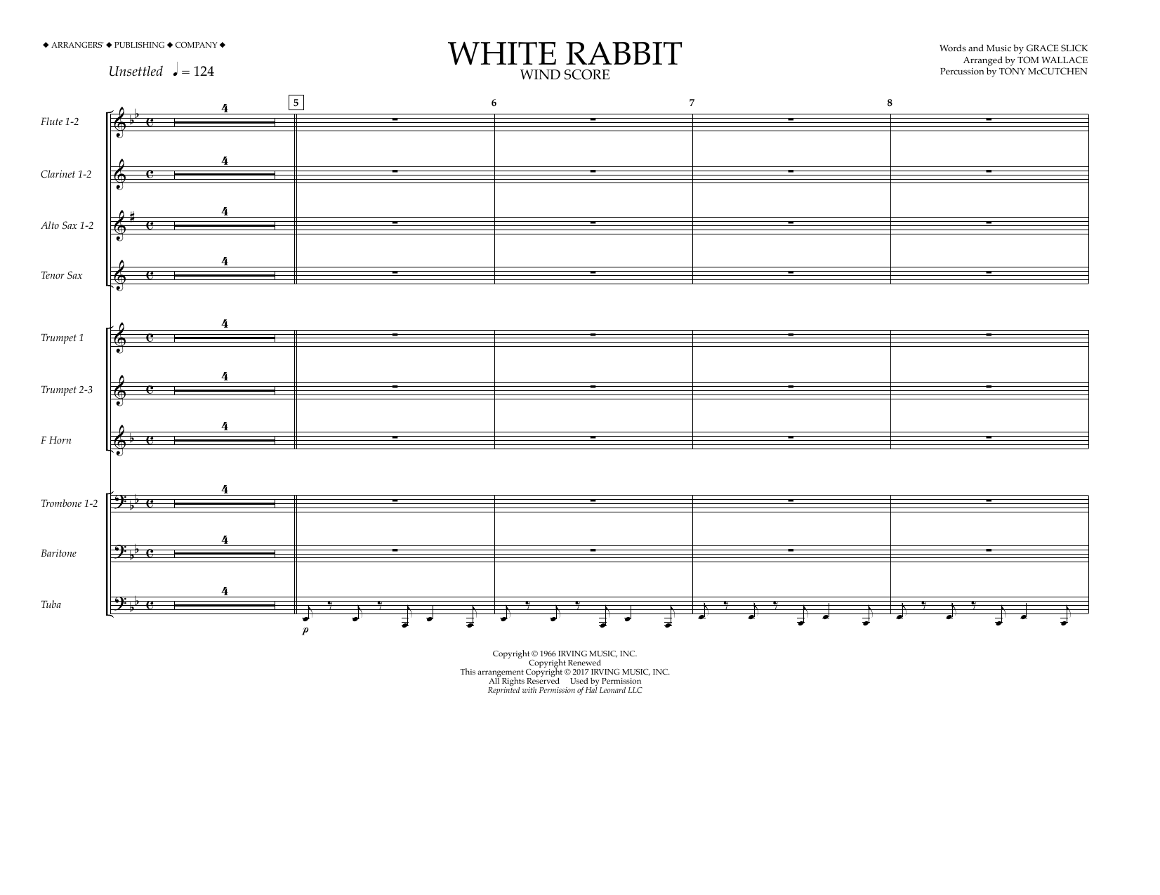 Tom Wallace White Rabbit - Wind Score Sheet Music Notes & Chords for Marching Band - Download or Print PDF