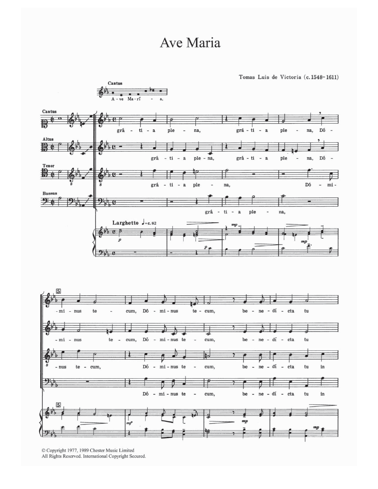 Tomas Luis De Victoria Ave Maria Sheet Music Notes & Chords for SATB - Download or Print PDF