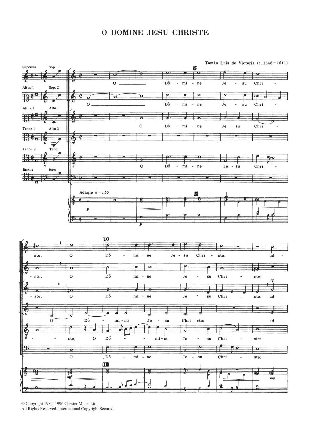 Tomas Luis De Victoria O Domine Jesu Christe Sheet Music Notes & Chords for Choral SAATB - Download or Print PDF