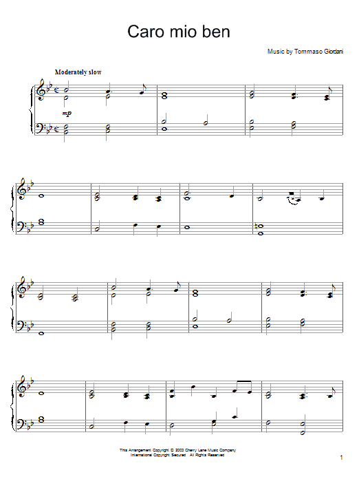 Tommaso Giordani Caro Mio Ben Sheet Music Notes & Chords for French Horn - Download or Print PDF