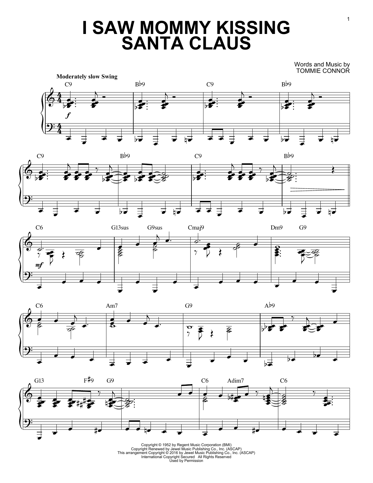 Tommie Connor I Saw Mommy Kissing Santa Claus [Jazz version] (arr. Brent Edstrom) Sheet Music Notes & Chords for Piano - Download or Print PDF