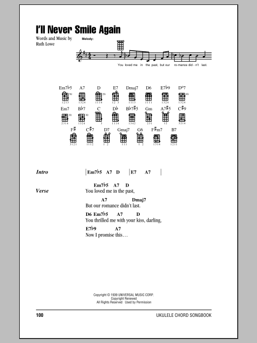 Tommy Dorsey & His Orchestra I'll Never Smile Again Sheet Music Notes & Chords for Easy Piano - Download or Print PDF