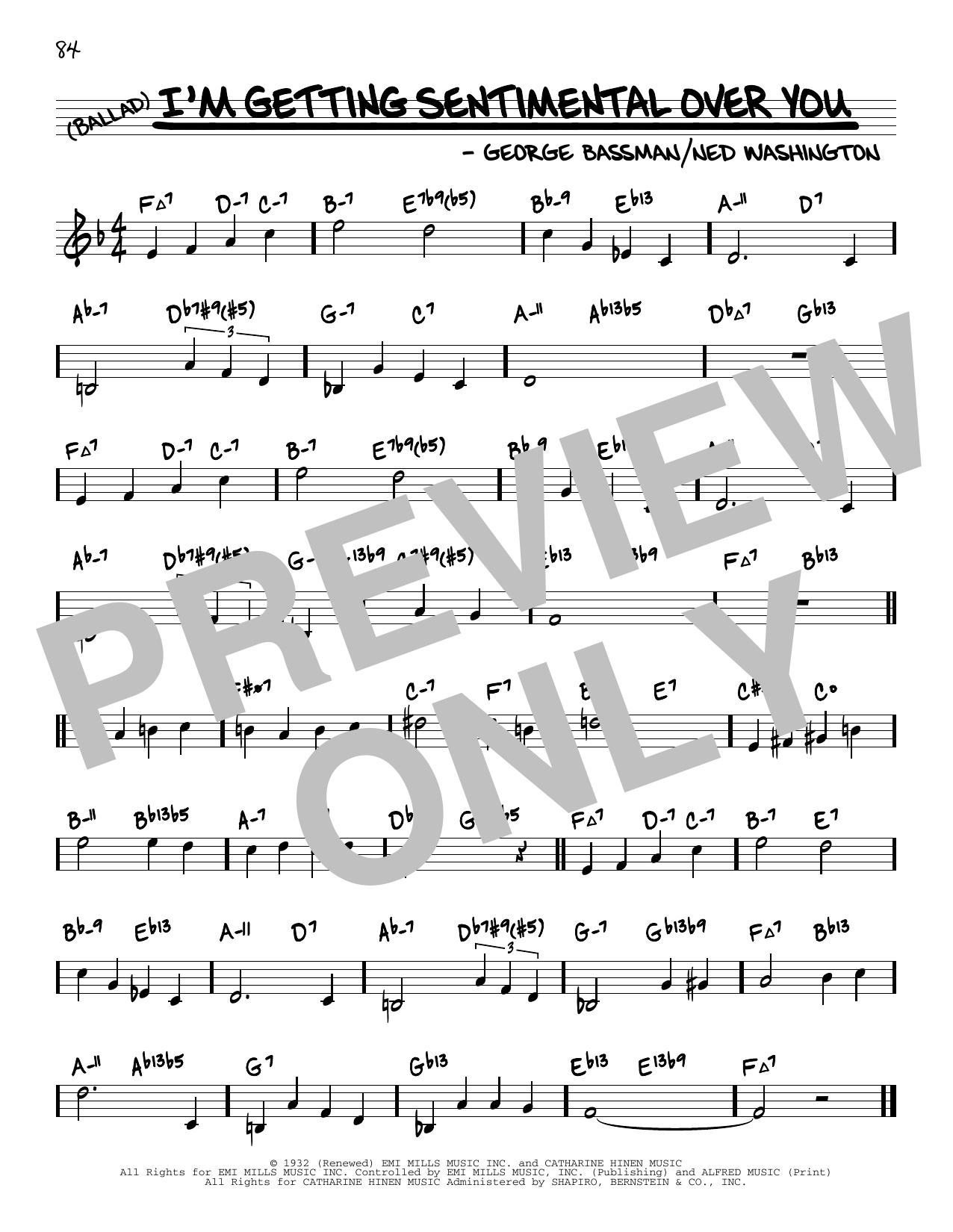 Tommy Dorsey and His Orchestra I'm Getting Sentimental Over You (arr. David Hazeltine) Sheet Music Notes & Chords for Real Book – Enhanced Chords - Download or Print PDF