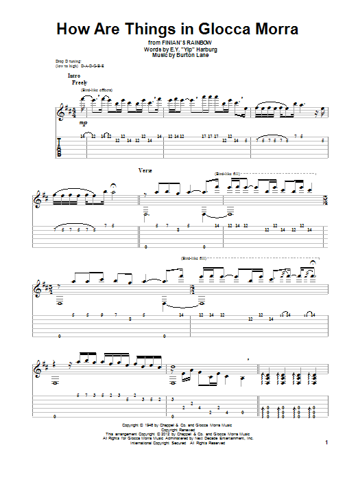 Tommy Dorsey How Are Things In Glocca Morra Sheet Music Notes & Chords for Guitar Tab - Download or Print PDF