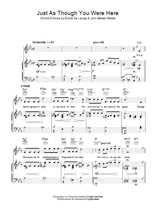 Tommy Dorsey Just As Though You Were Here Sheet Music Notes & Chords for Piano, Vocal & Guitar (Right-Hand Melody) - Download or Print PDF