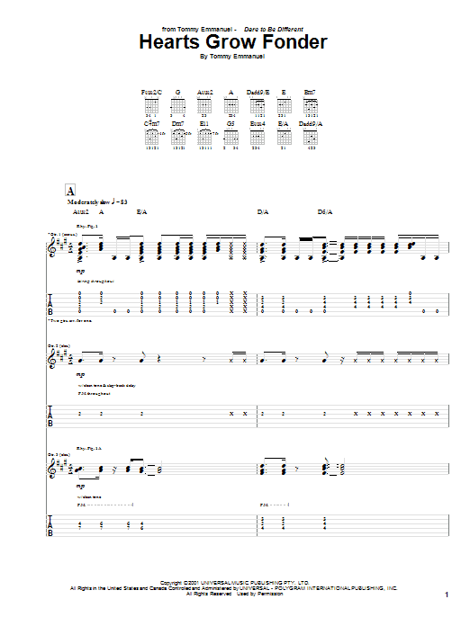 Tommy Emmanuel Hearts Grow Fonder Sheet Music Notes & Chords for Guitar Tab - Download or Print PDF