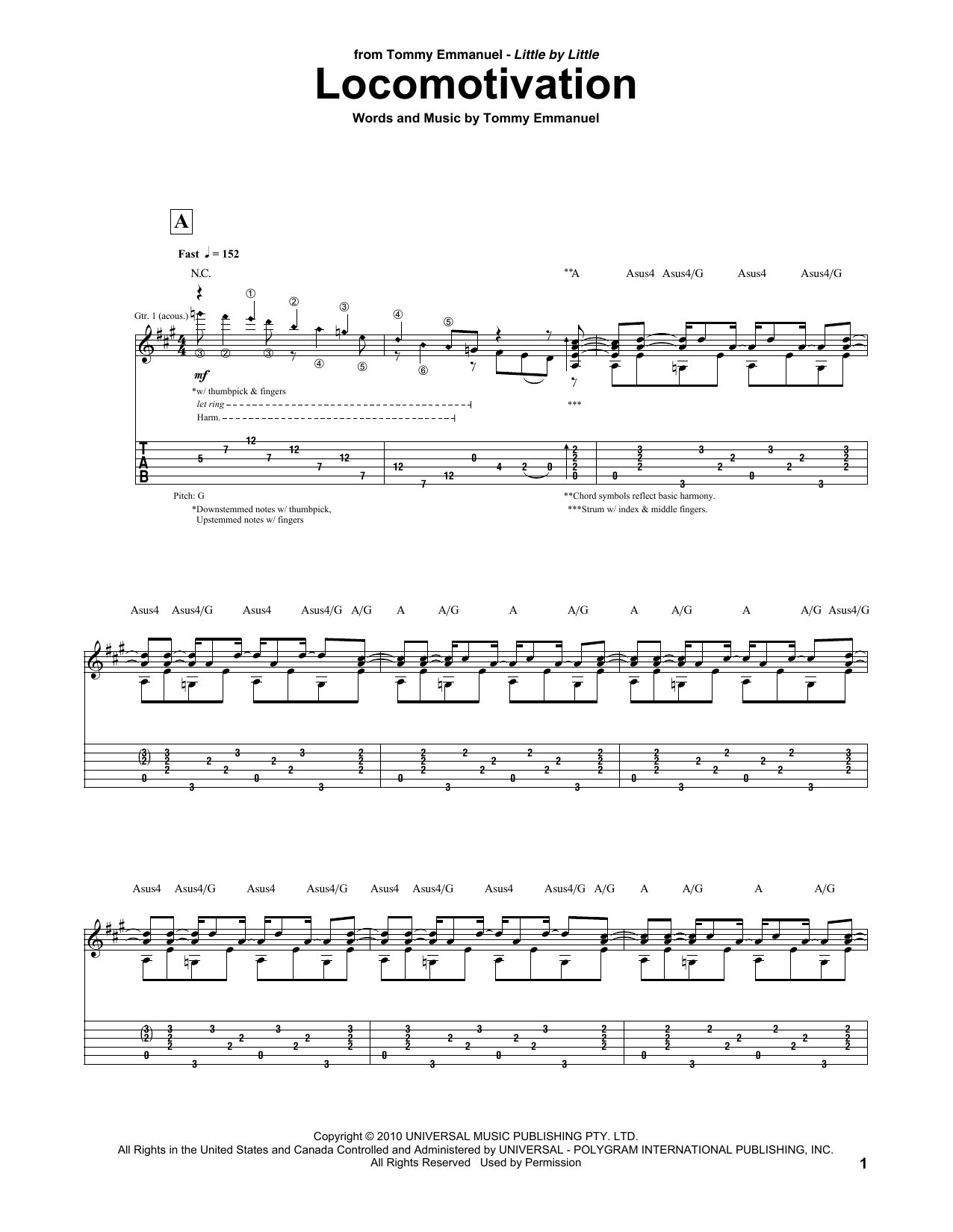 Tommy Emmanuel Locomotivation Sheet Music Notes & Chords for Guitar Tab - Download or Print PDF