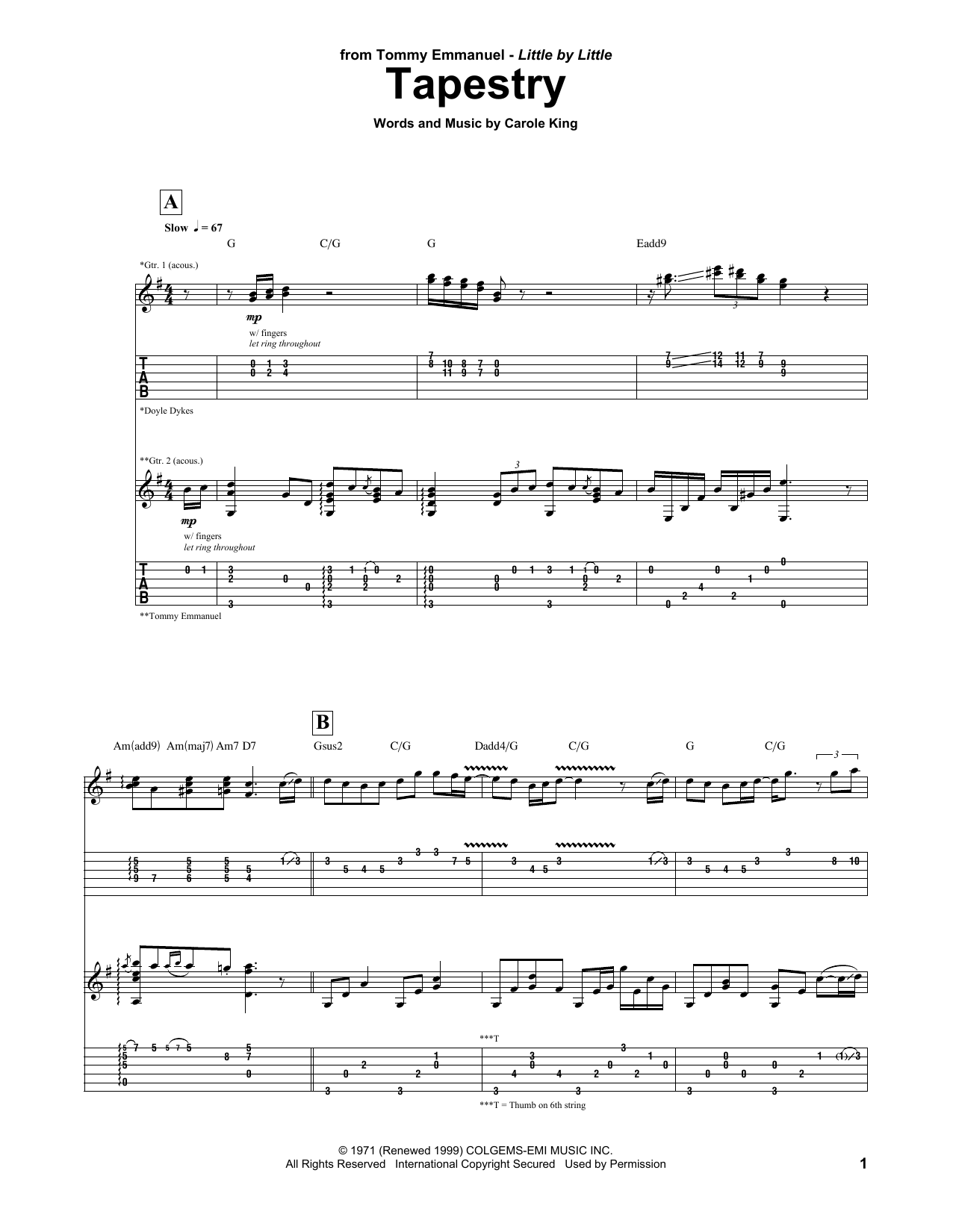 Tommy Emmanuel Tapestry Sheet Music Notes & Chords for Guitar Tab - Download or Print PDF Tommy Emmanuel Tapestry Sheet Music Notes & Chords for Guitar Tab - Download or Print PDF
