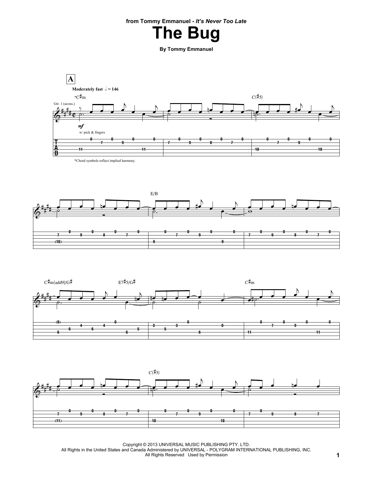 Tommy Emmanuel The Bug Sheet Music Notes & Chords for Guitar Tab - Download or Print PDF Tommy Emmanuel The Bug Sheet Music Notes & Chords for Guitar Tab - Download or Print PDF