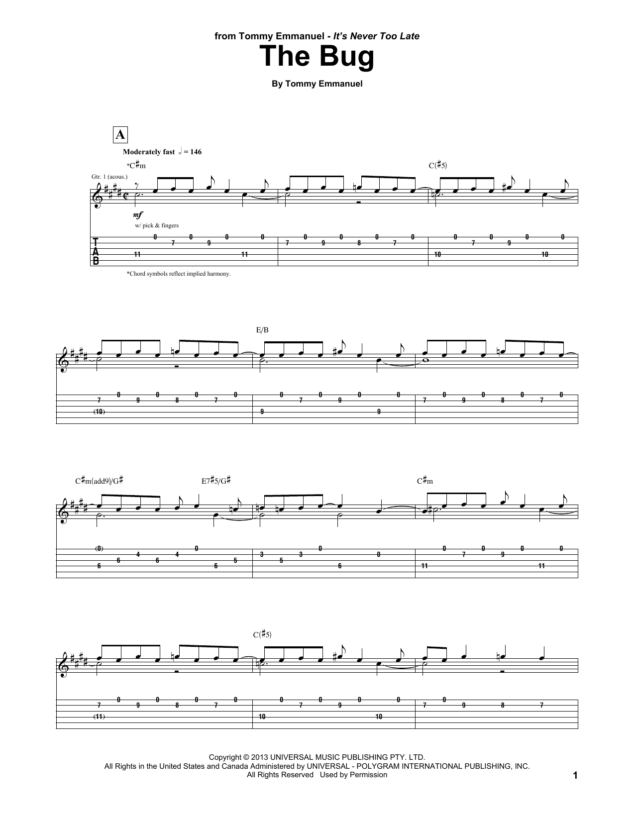 Tommy Emmanuel The Bug Sheet Music Notes & Chords for Guitar Tab - Download or Print PDF