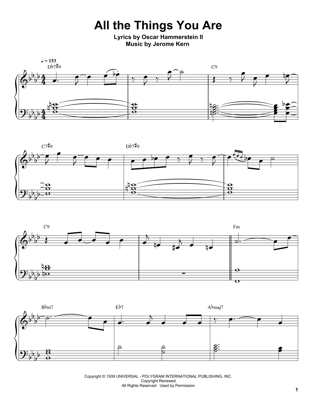 Tommy Flanagan All The Things You Are Sheet Music Notes & Chords for Piano Transcription - Download or Print PDF