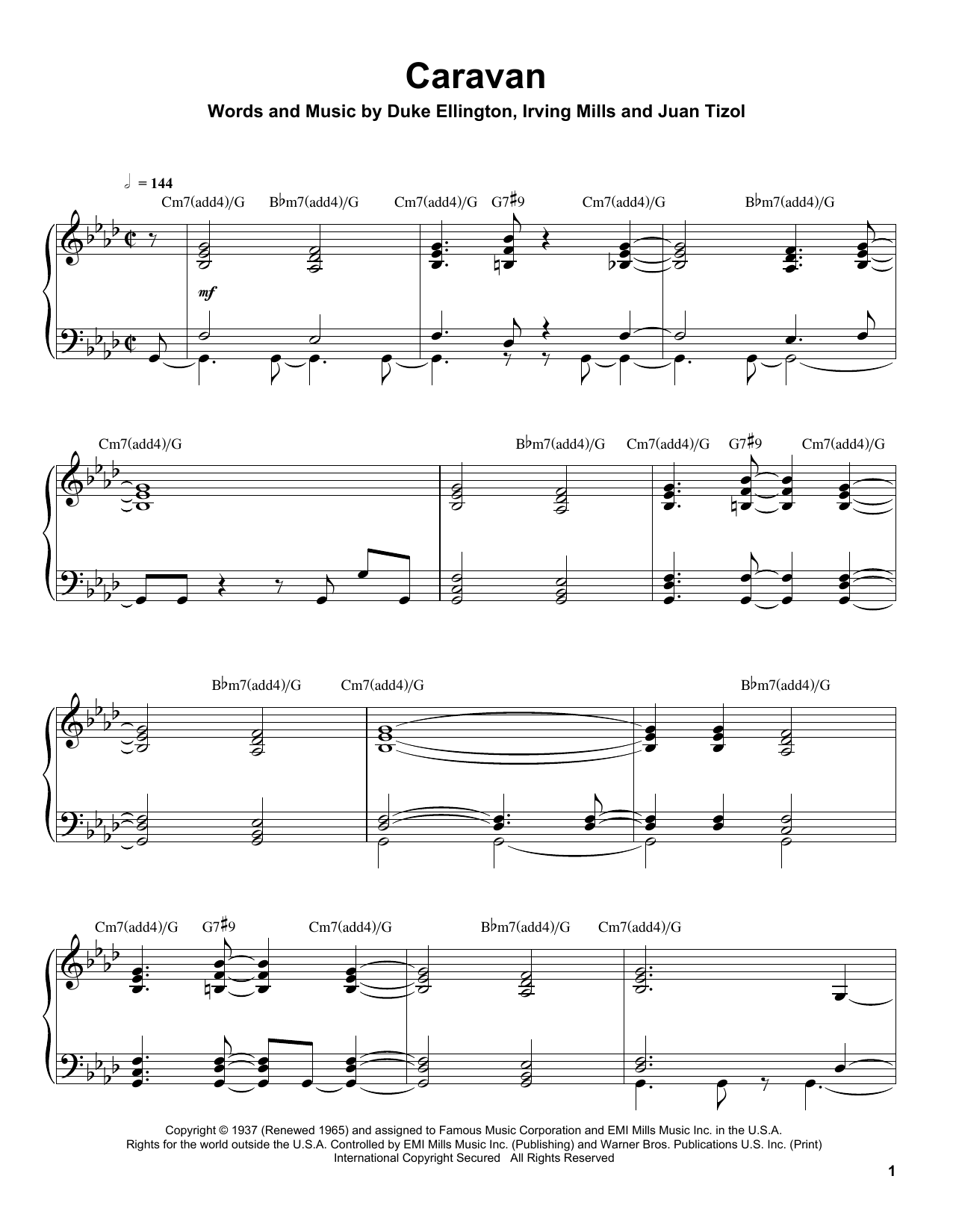 Tommy Flanagan Caravan Sheet Music Notes & Chords for Piano Transcription - Download or Print PDF