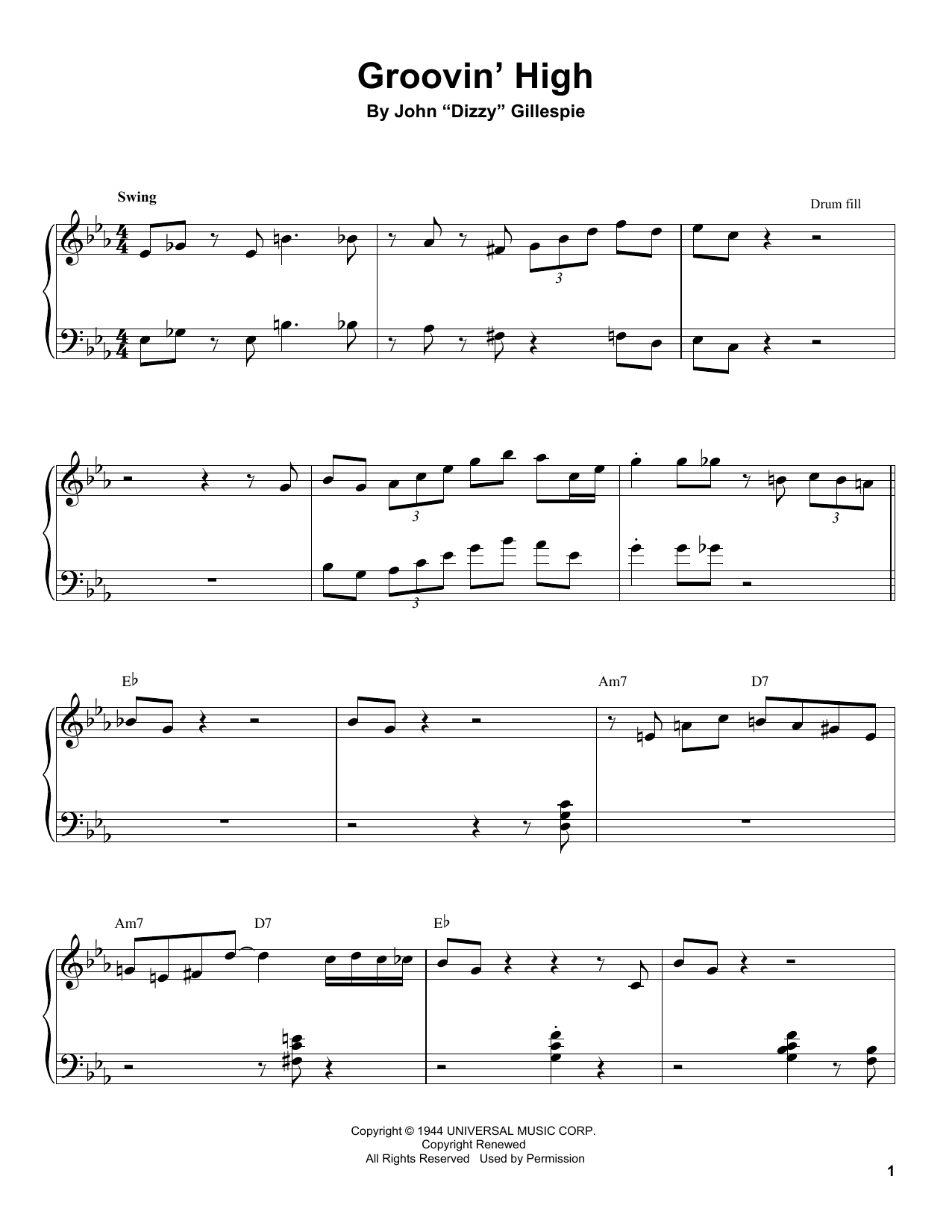 Tommy Flanagan Groovin' High Sheet Music Notes & Chords for Piano Transcription - Download or Print PDF