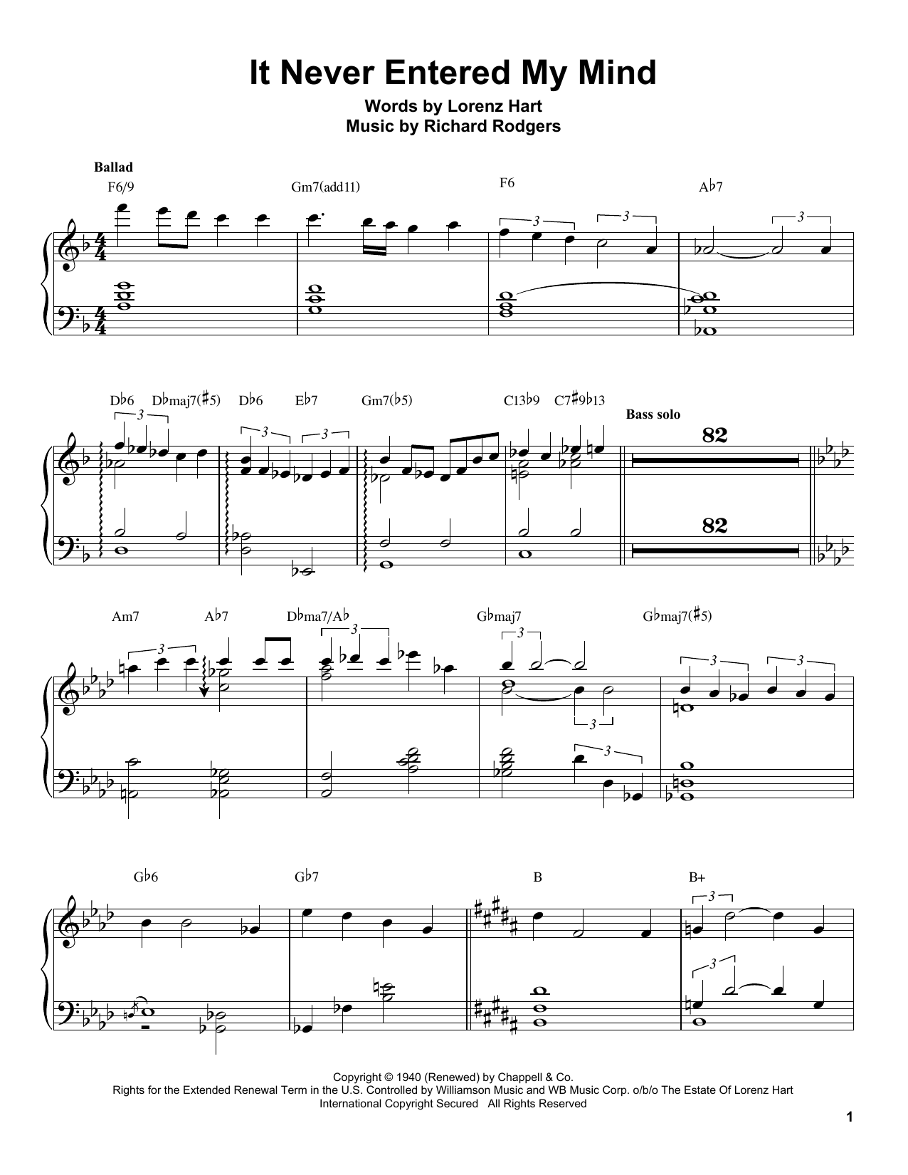 Tommy Flanagan It Never Entered My Mind Sheet Music Notes & Chords for Piano Transcription - Download or Print PDF