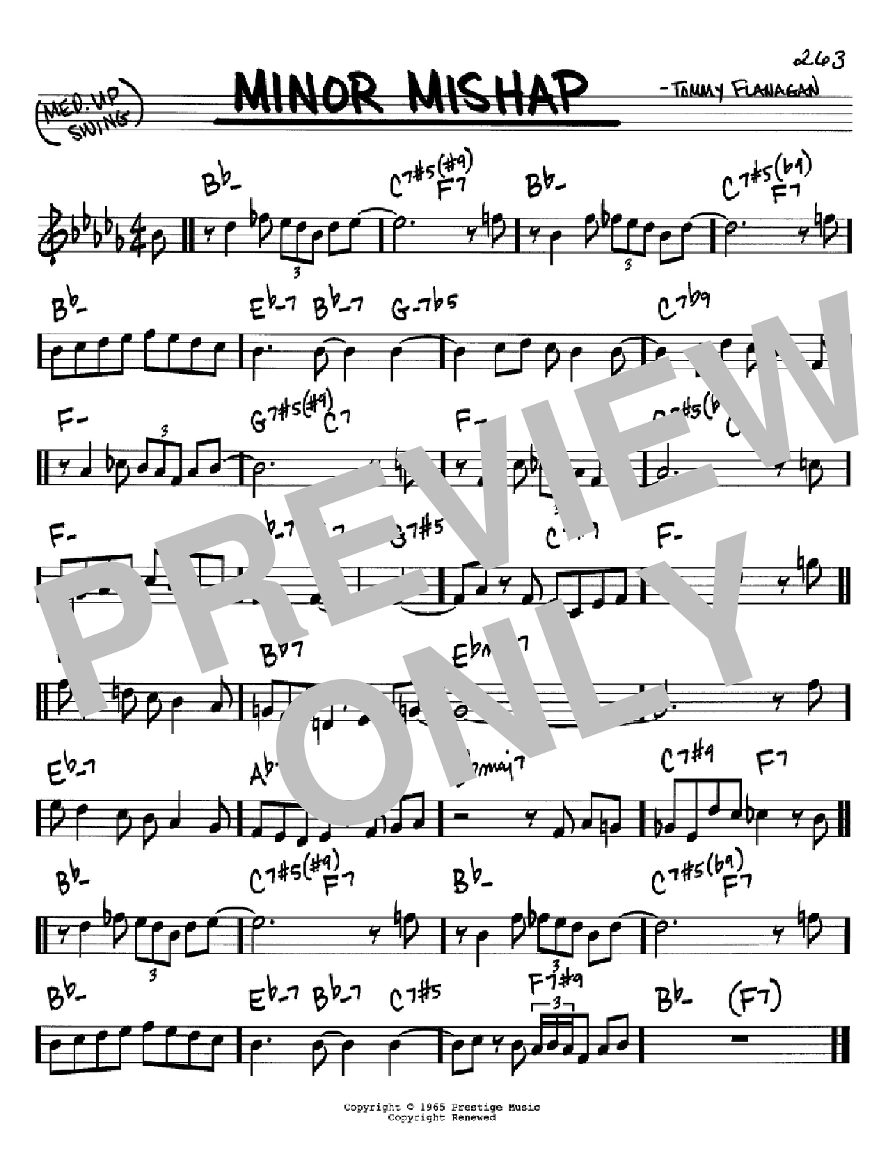 Tommy Flanagan Minor Mishap Sheet Music Notes & Chords for Real Book - Melody & Chords - C Instruments - Download or Print PDF