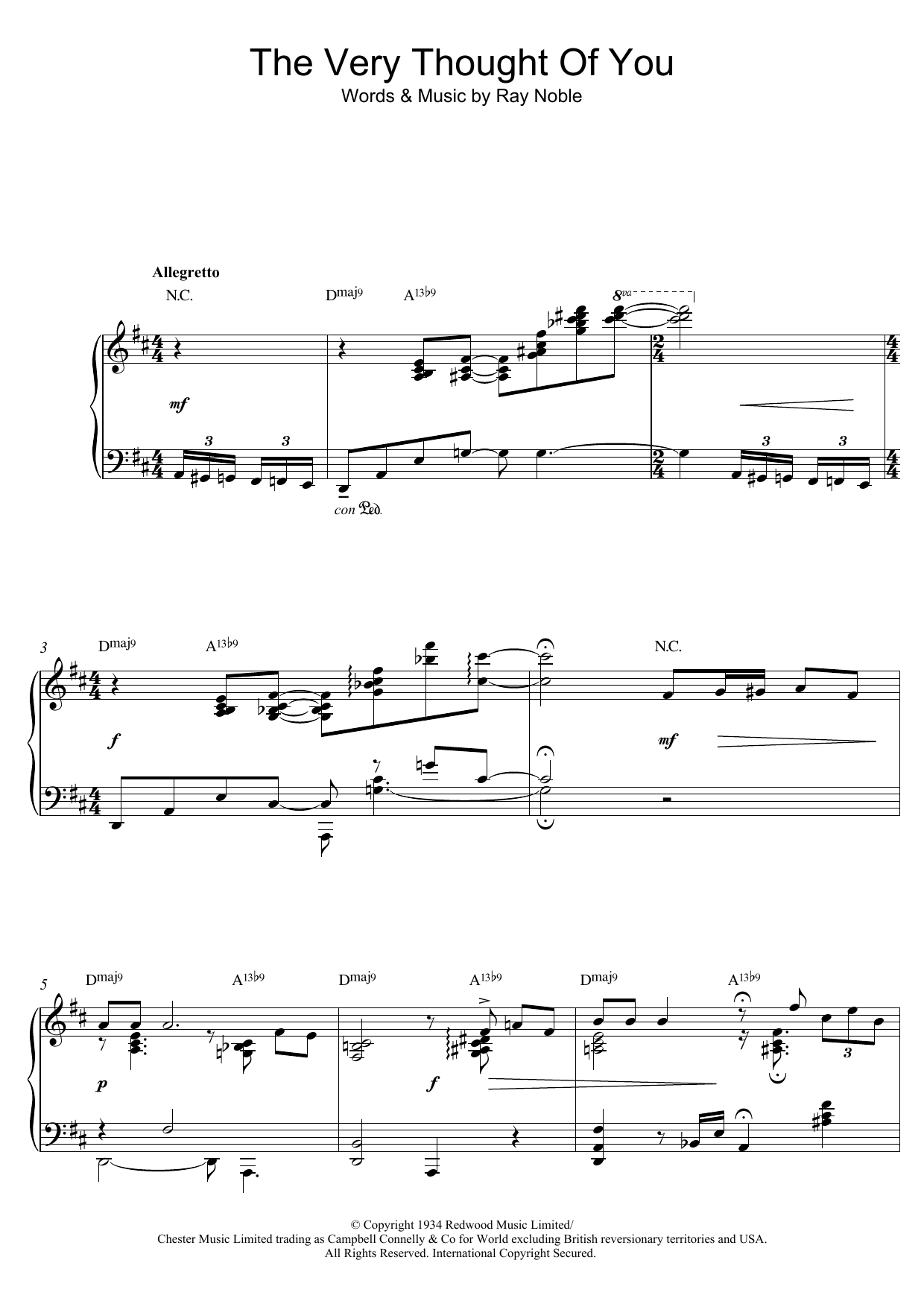 Tommy Flanagan The Very Thought Of You Sheet Music Notes & Chords for Piano - Download or Print PDF