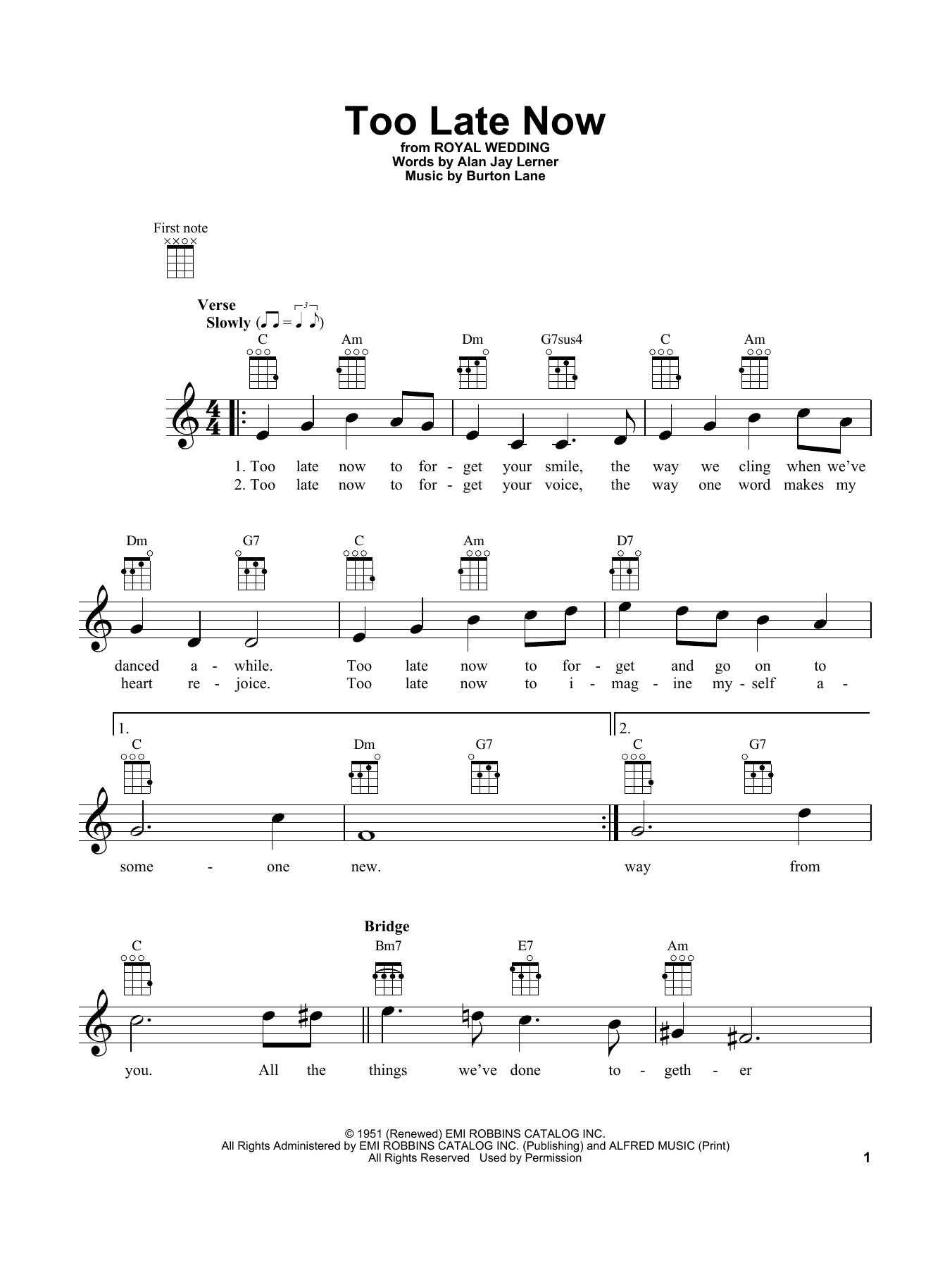 Tommy Flanagan Too Late Now Sheet Music Notes & Chords for Ukulele - Download or Print PDF