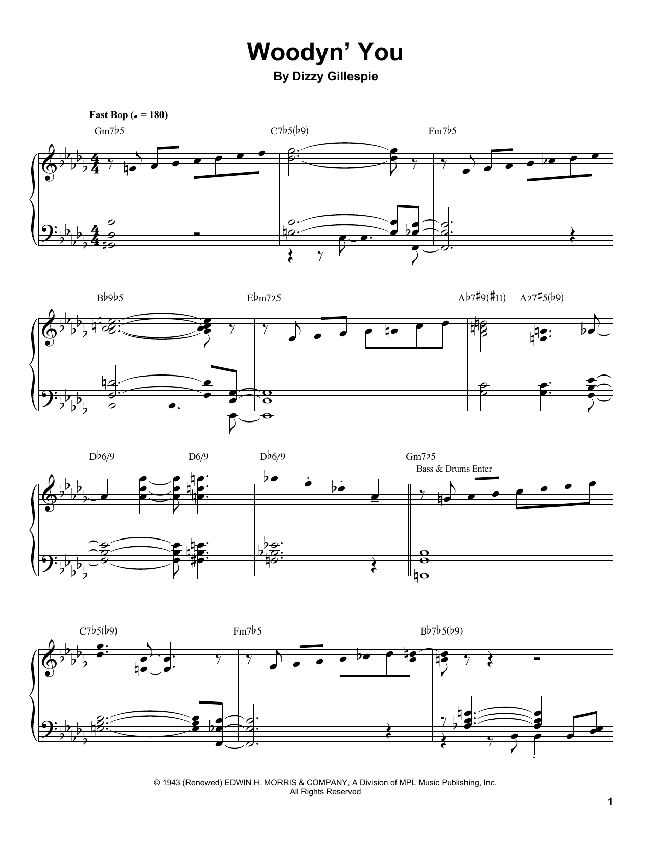 Tommy Flanagan Woodyn' You Sheet Music Notes & Chords for Piano Transcription - Download or Print PDF