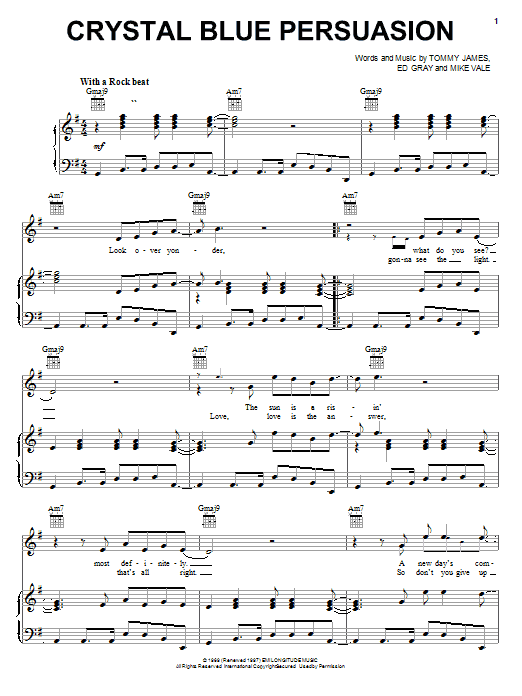 Tommy James & The Shondells Crystal Blue Persuasion sheet music notes and chords. Download Printable PDF.
