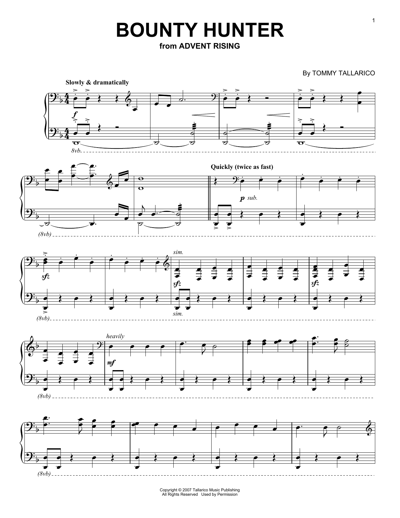 Tommy Tallarico Bounty Hunter Sheet Music Notes & Chords for Easy Piano - Download or Print PDF