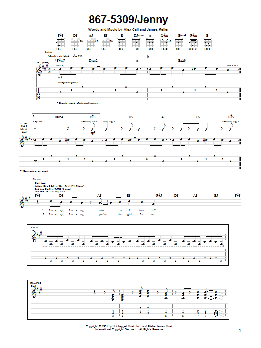 Tommy Tutone 867-5309/Jenny Sheet Music Notes & Chords for Drums - Download or Print PDF