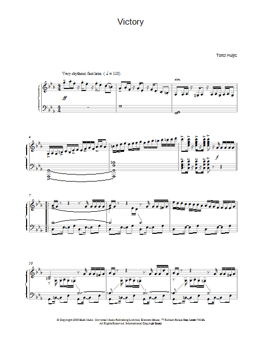 Tonci Huljic Victory Sheet Music Notes & Chords for Piano - Download or Print PDF