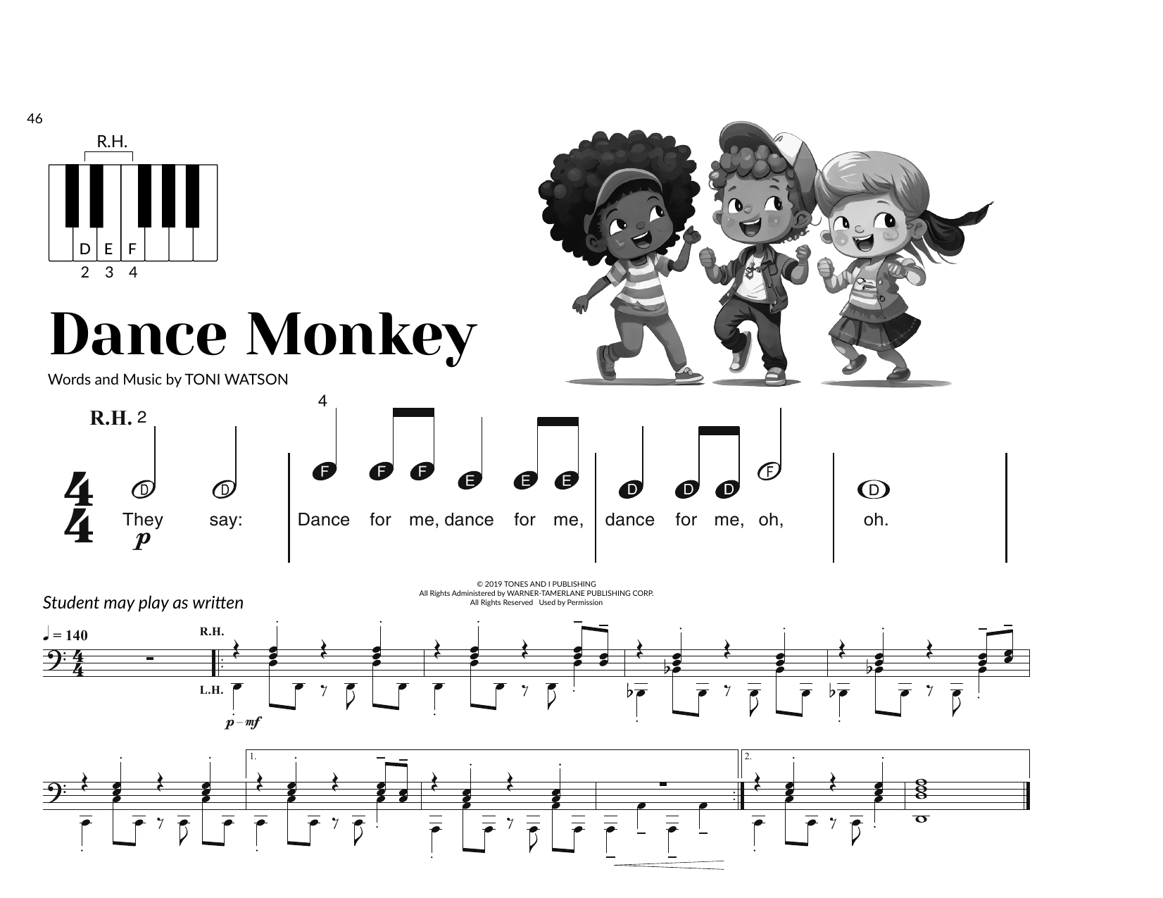 Tones And I Dance Monkey (arr. Brittany McCorriston) Sheet Music Notes & Chords for Very Beginner Piano - Download or Print PDF