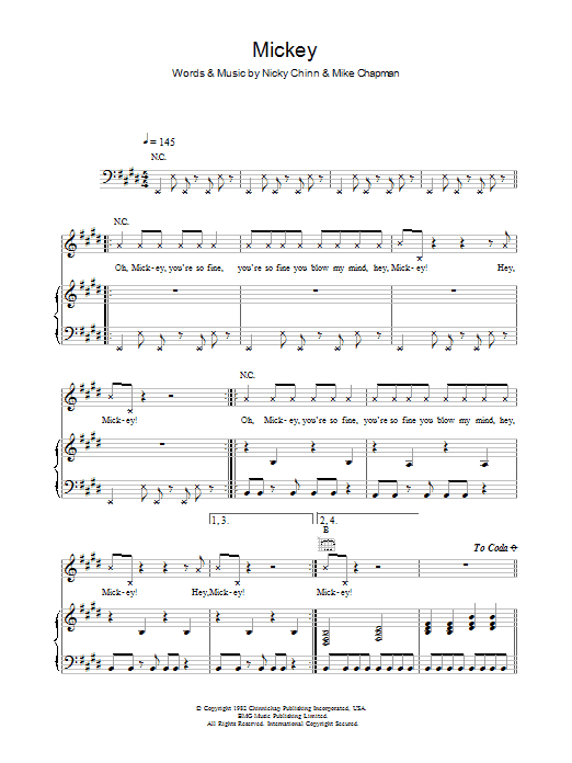 Toni Basil Mickey Sheet Music Notes & Chords for Violin Solo - Download or Print PDF