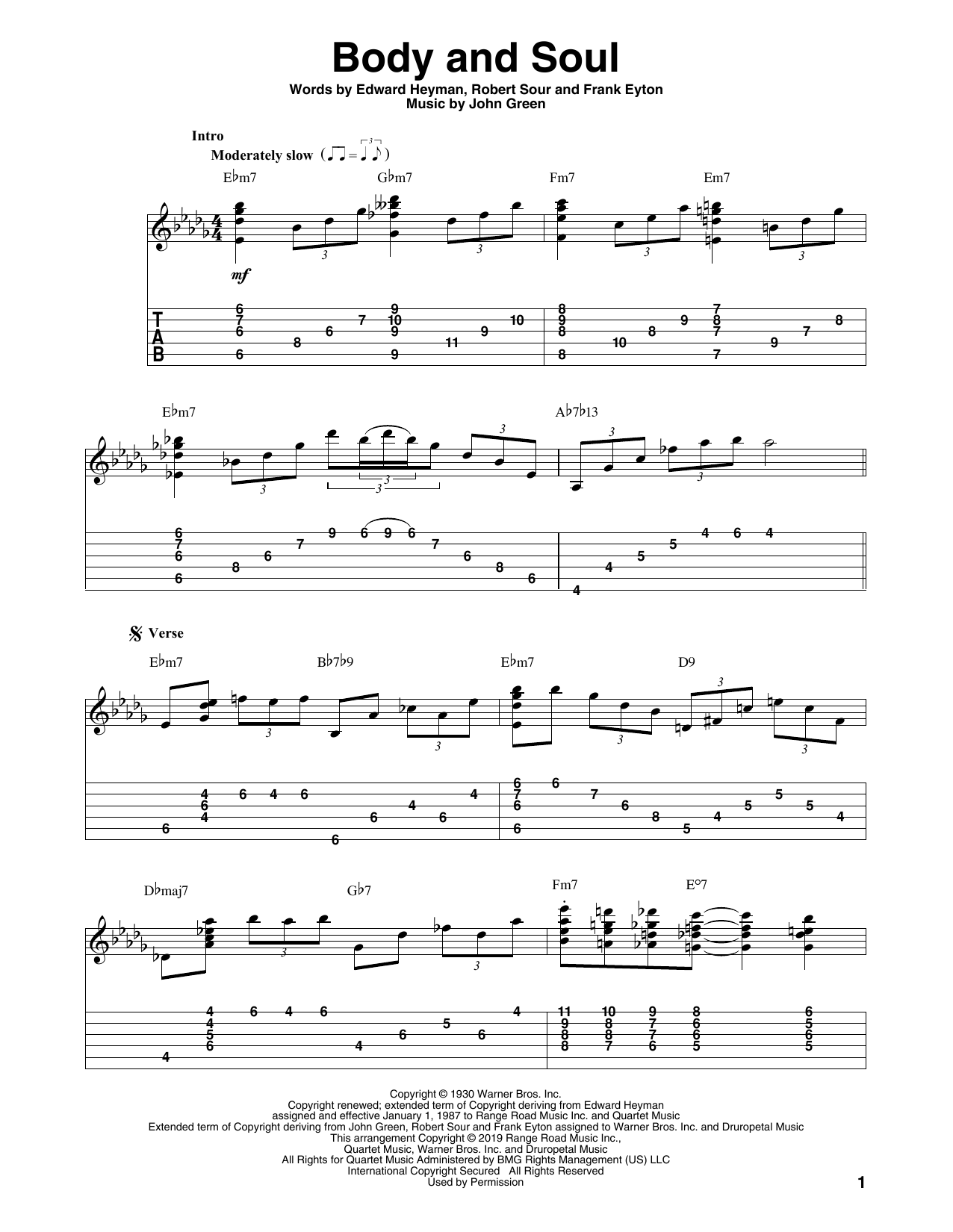 Tony Bennett & Amy Winehouse Body And Soul (arr. Bill LaFleur) Sheet Music Notes & Chords for Solo Guitar Tab - Download or Print PDF