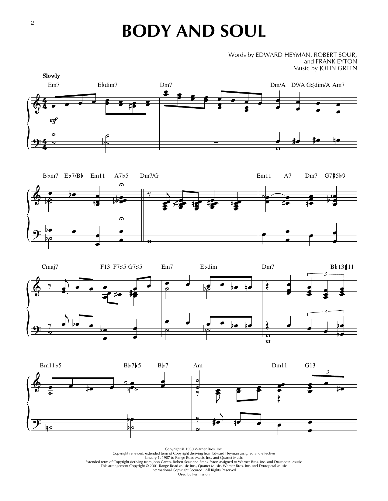 Tony Bennett & Amy Winehouse Body And Soul (arr. Brent Edstrom) [Jazz version] Sheet Music Notes & Chords for Piano Solo - Download or Print PDF