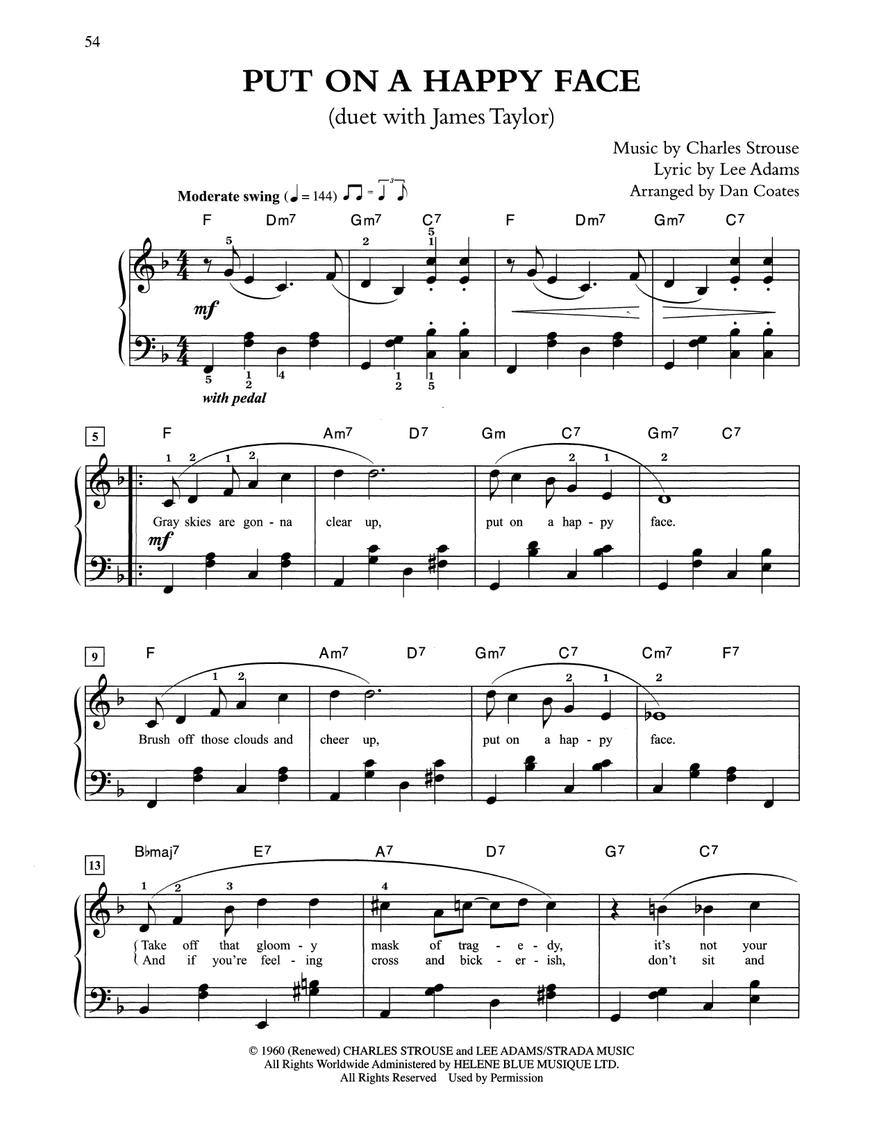 Tony Bennett & James Taylor Put On A Happy Face (arr. Dan Coates) Sheet Music Notes & Chords for Easy Piano - Download or Print PDF