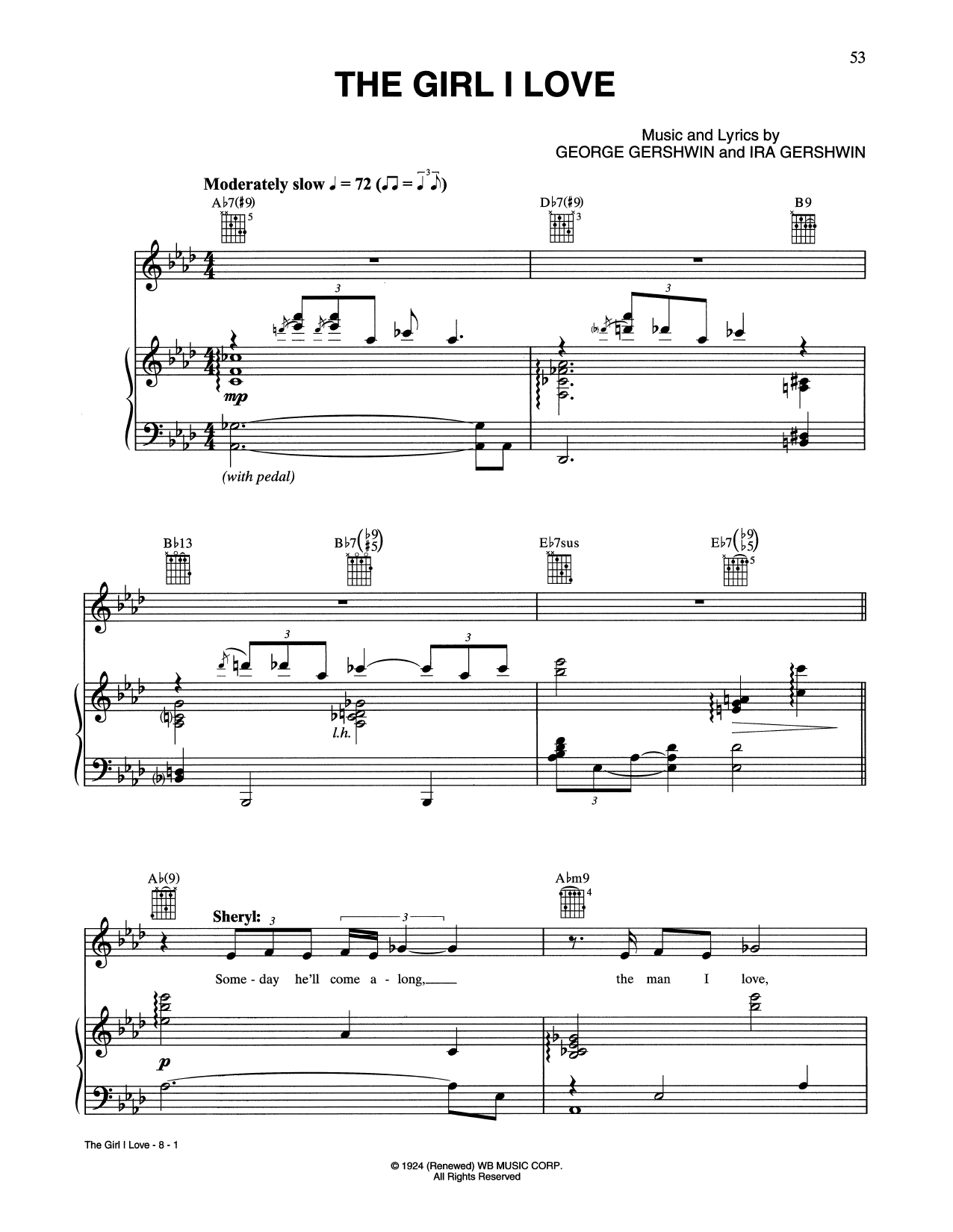 Tony Bennett & Sheryl Crow The Girl I Love Sheet Music Notes & Chords for Piano, Vocal & Guitar (Right-Hand Melody) - Download or Print PDF