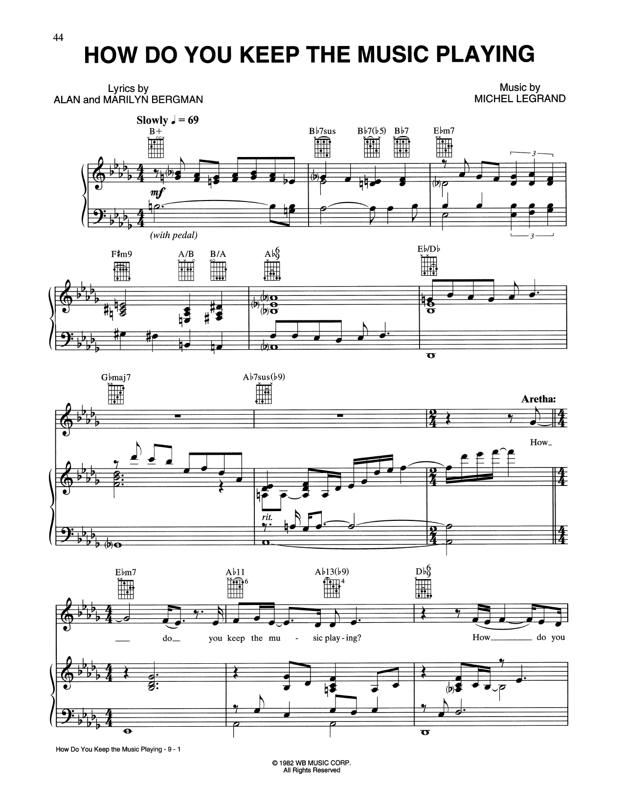 Tony Bennett and Aretha Franklin How Do You Keep The Music Playing? (from Best Friends) Sheet Music Notes & Chords for Piano, Vocal & Guitar Chords - Download or Print PDF