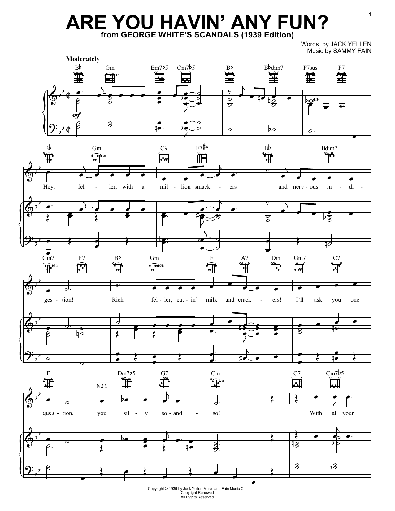 Tony Bennett Are You Havin' Any Fun? Sheet Music Notes & Chords for Real Book - Melody & Chords - C Instruments - Download or Print PDF