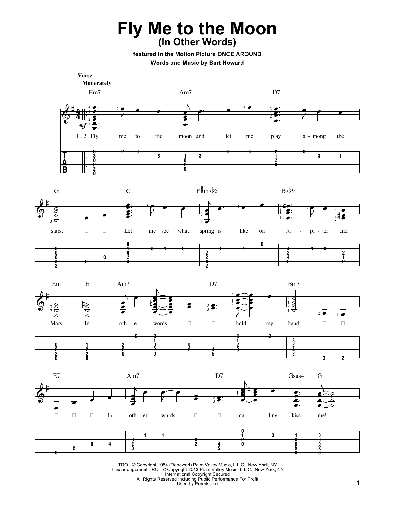 Tony Bennett Fly Me To The Moon (In Other Words) Sheet Music Notes & Chords for Piano & Vocal - Download or Print PDF