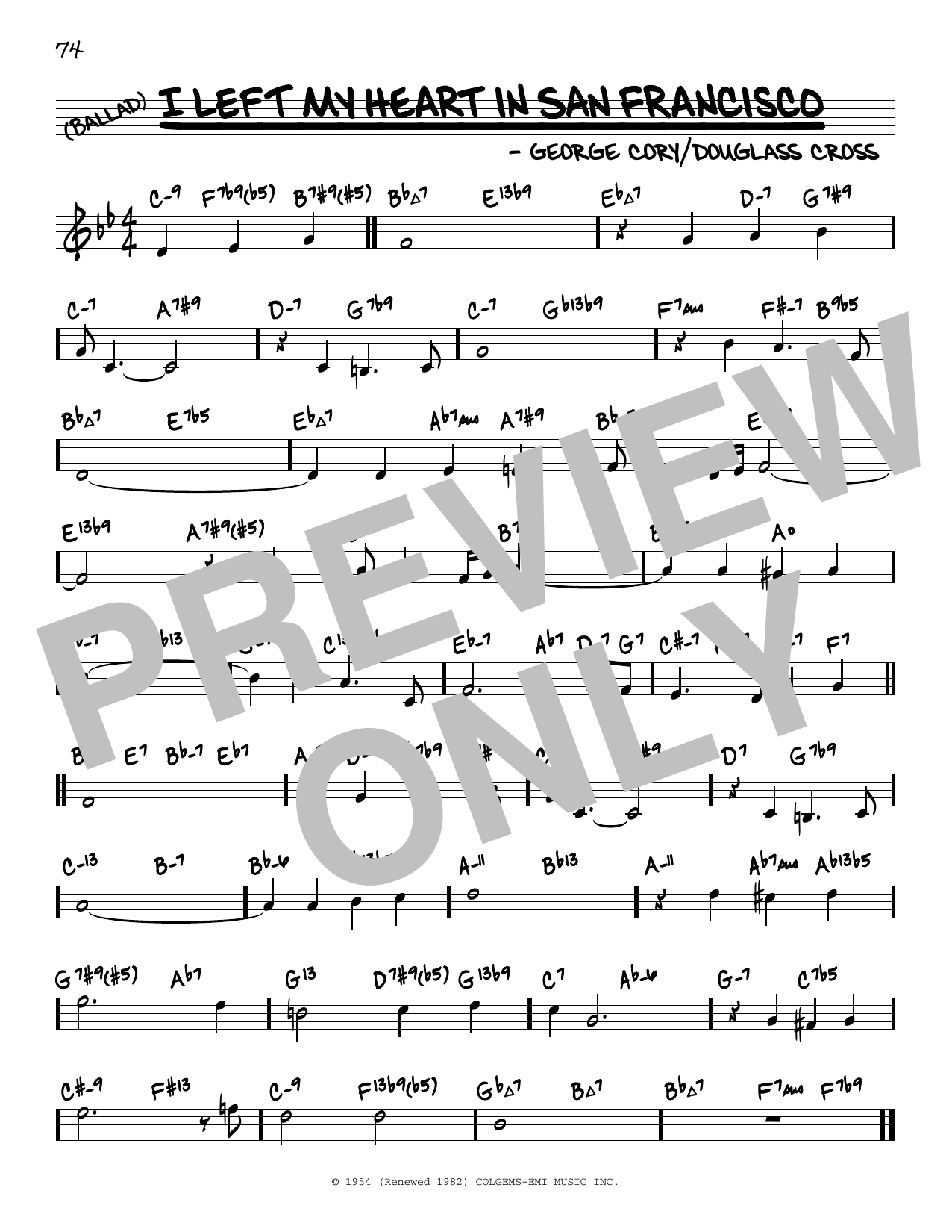 Tony Bennett I Left My Heart In San Francisco (arr. David Hazeltine) Sheet Music Notes & Chords for Real Book – Enhanced Chords - Download or Print PDF