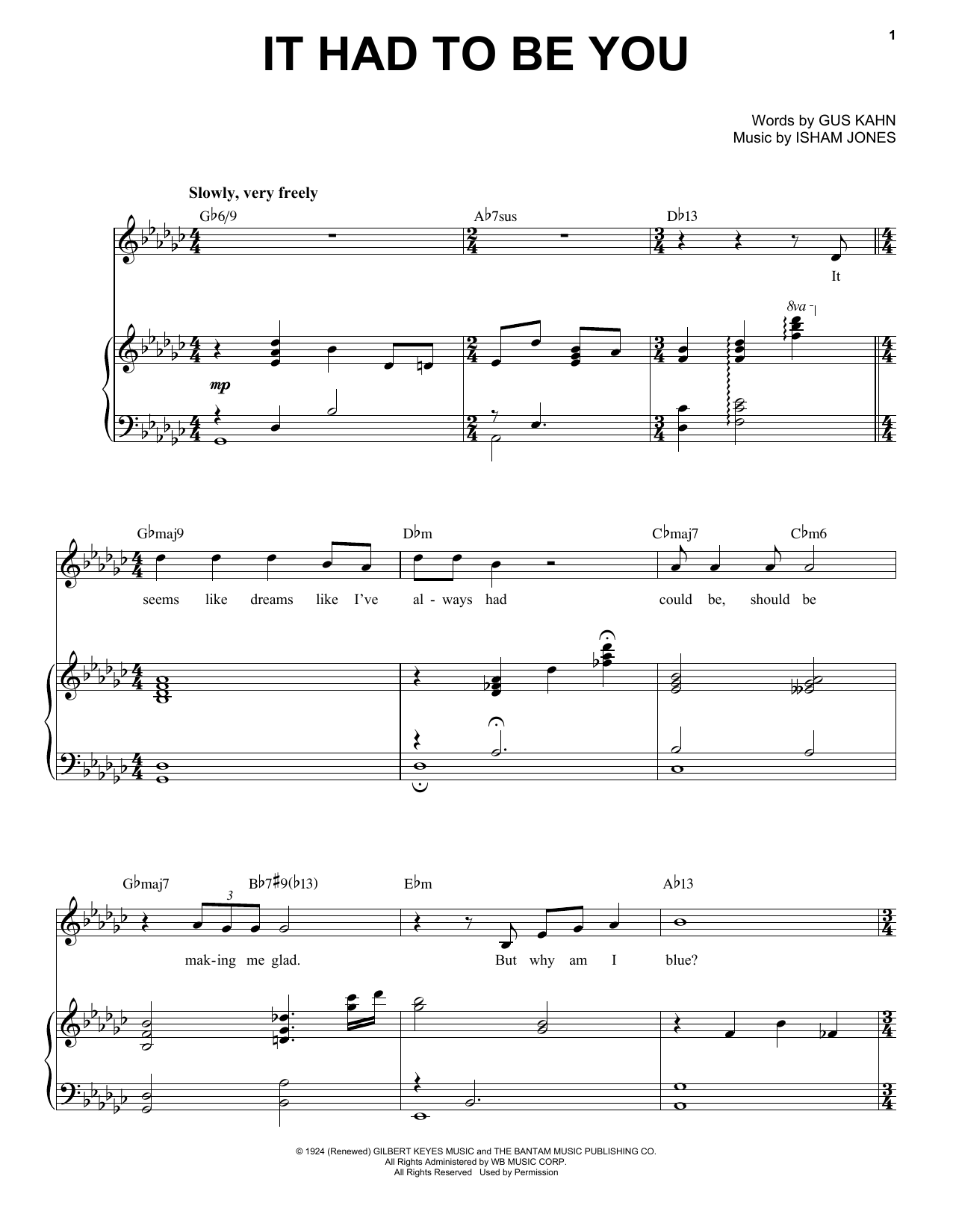 Tony Bennett It Had To Be You Sheet Music Notes & Chords for Piano & Vocal - Download or Print PDF