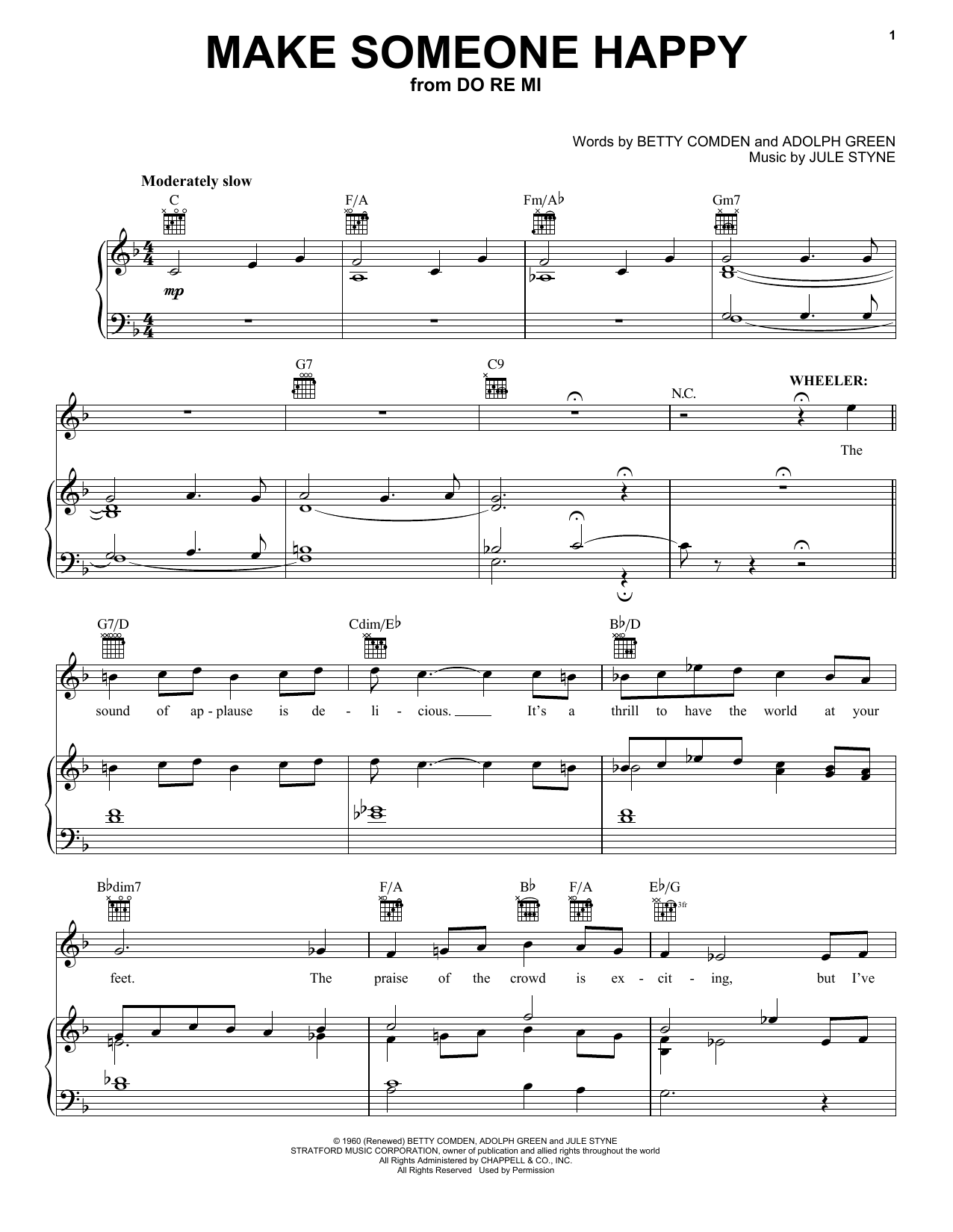 Tony Bennett Make Someone Happy Sheet Music Notes & Chords for Piano, Vocal & Guitar (Right-Hand Melody) - Download or Print PDF