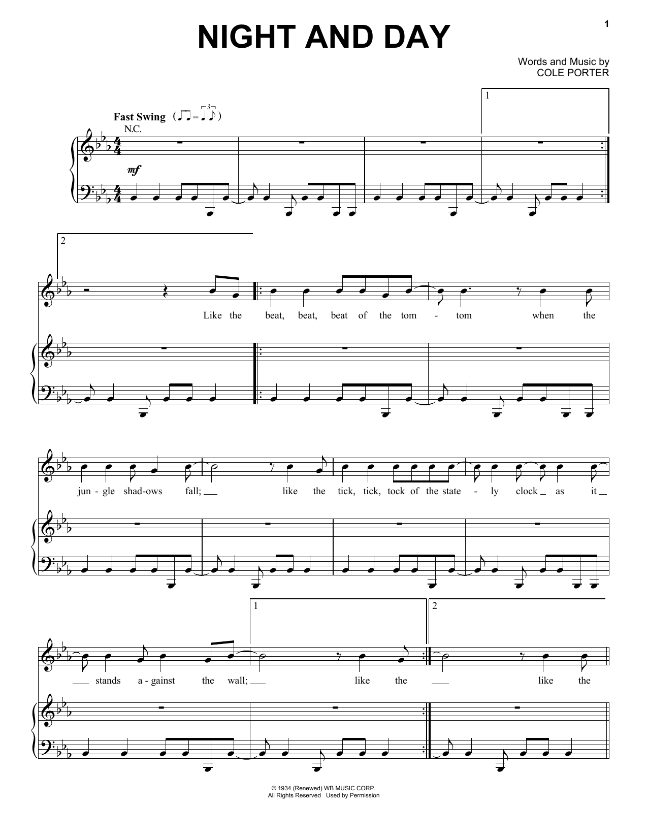Tony Bennett Night And Day Sheet Music Notes & Chords for Piano & Vocal - Download or Print PDF