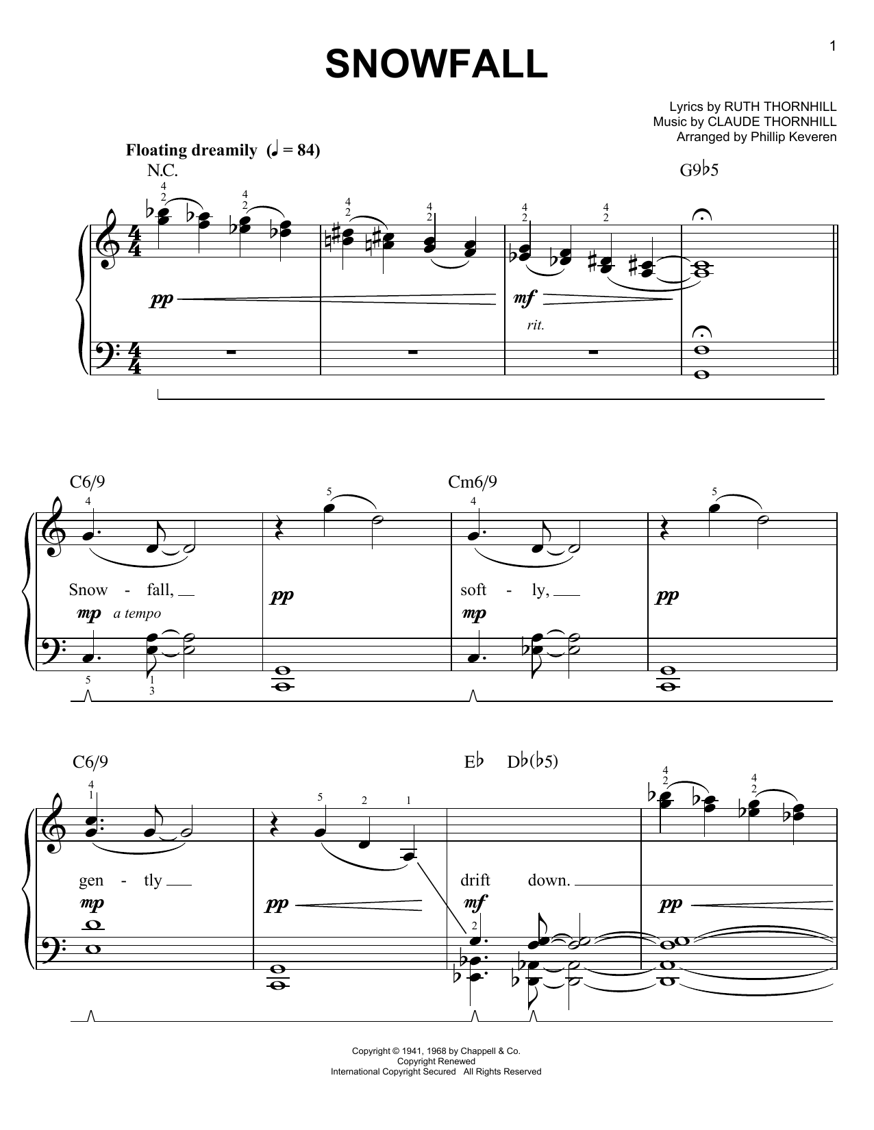 Tony Bennett Snowfall [Jazz version] (arr. Phillip Keveren) Sheet Music Notes & Chords for Piano Solo - Download or Print PDF