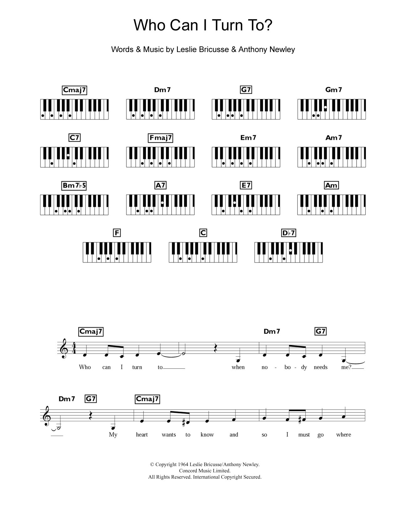 Tony Bennett Who Can I Turn To? Sheet Music Notes & Chords for Keyboard - Download or Print PDF