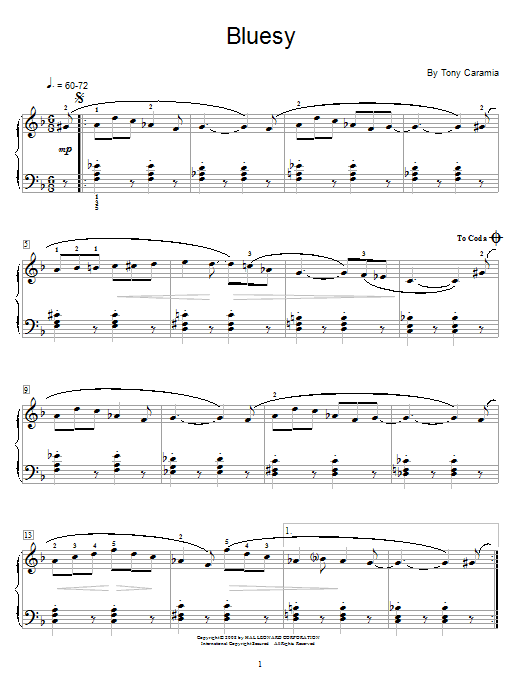 Tony Caramia Bluesy Sheet Music Notes & Chords for Educational Piano - Download or Print PDF